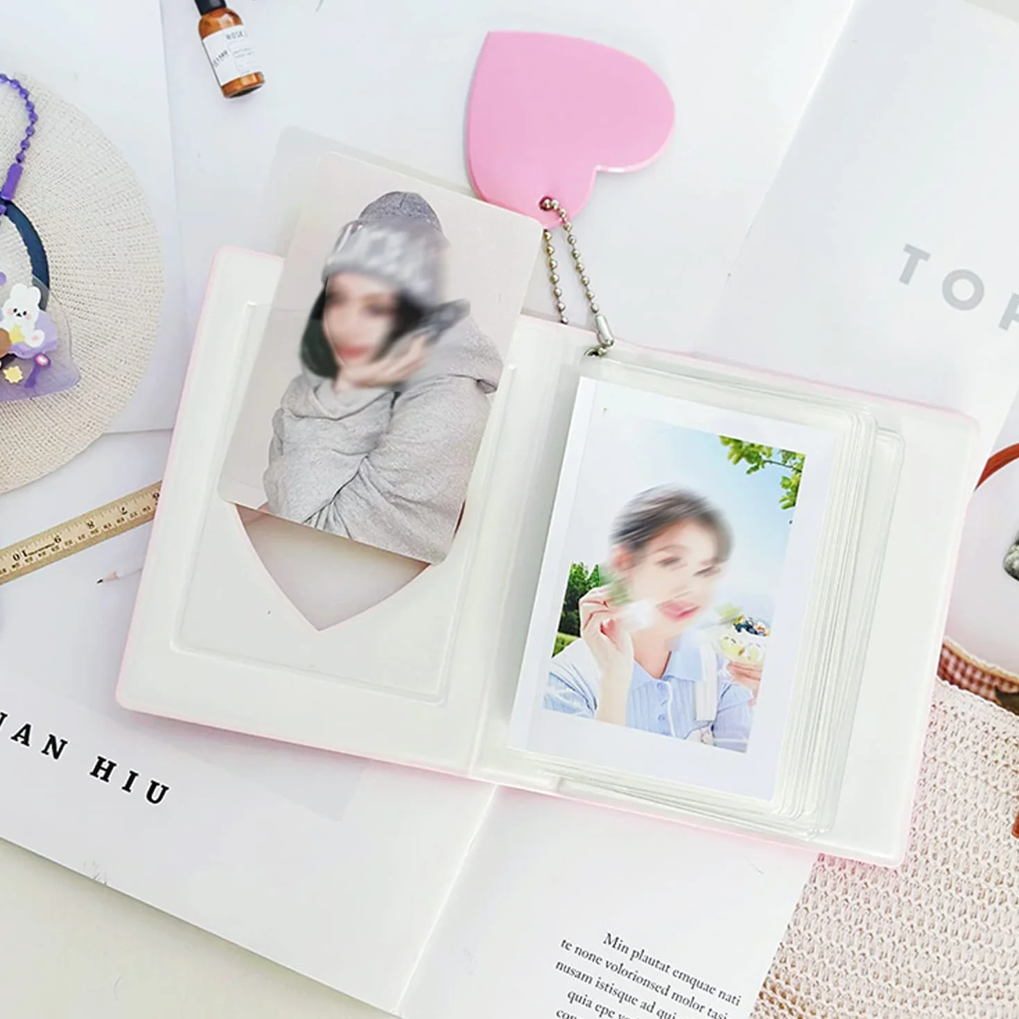 mały album fotograficzny Kpop, fotokartka, uchwyt na fotokartkę, uchwyt na fotokartkę z 5 arkuszami, koreańskie naklejki Kpop, 32 kieszenie