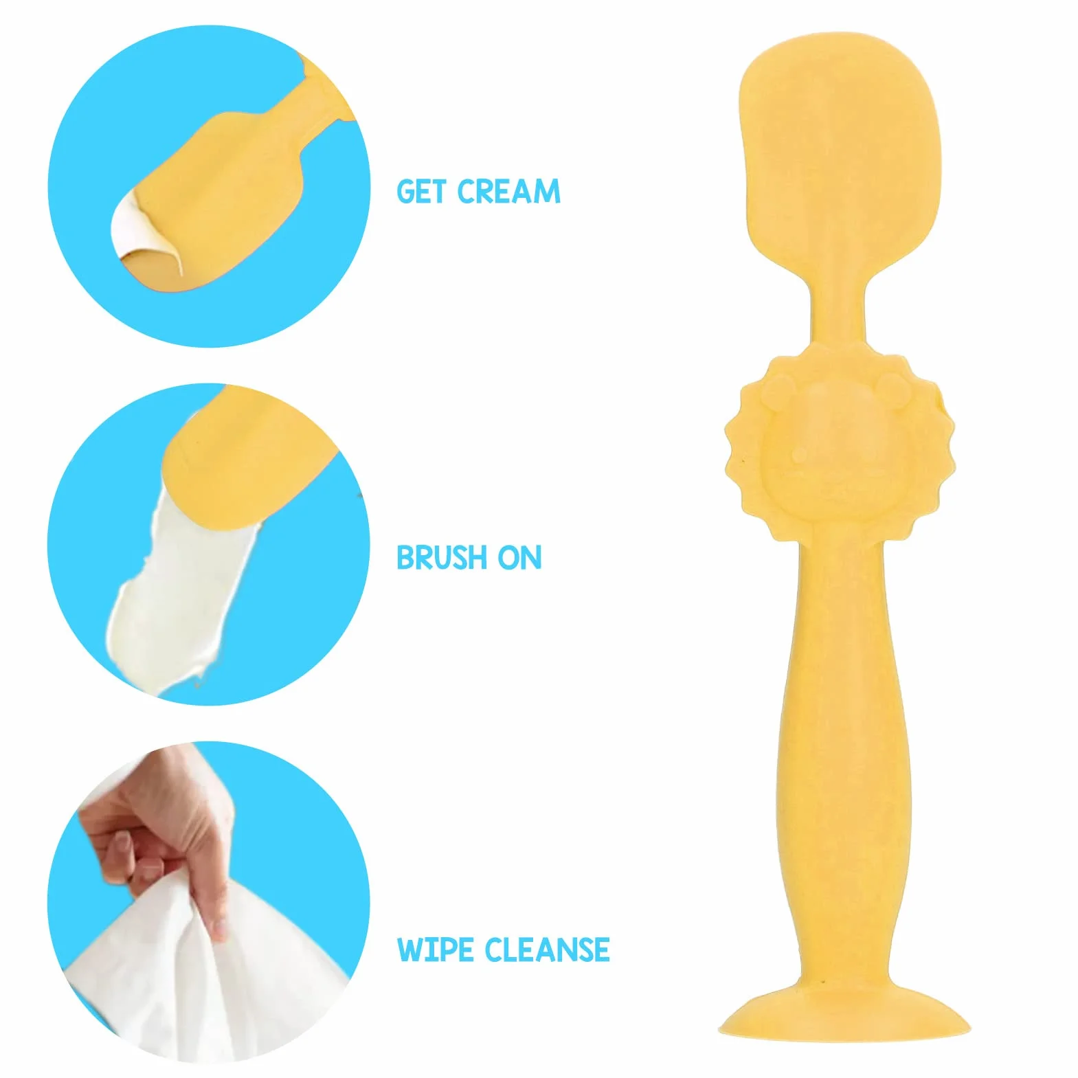 Baby Butt Cream Applicator, Mini dla dziecka Butt Cream Silikon Diaper Rash Cream Brush Butt Spatula Butt Spatula Baby Niezbędniki dla chłopców i dziewcząt (Żółty)