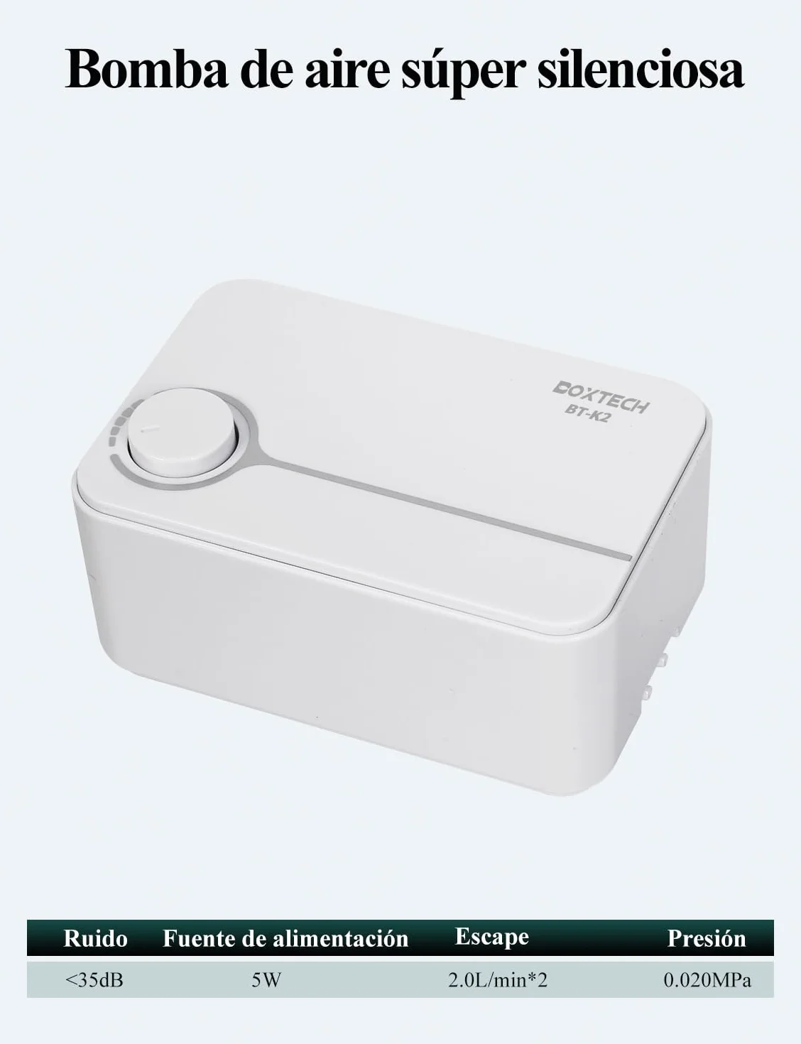Boxtech Pompa Powietrza do Akwarium Cicha Regulowana Podwójny Otwór Membranowa
