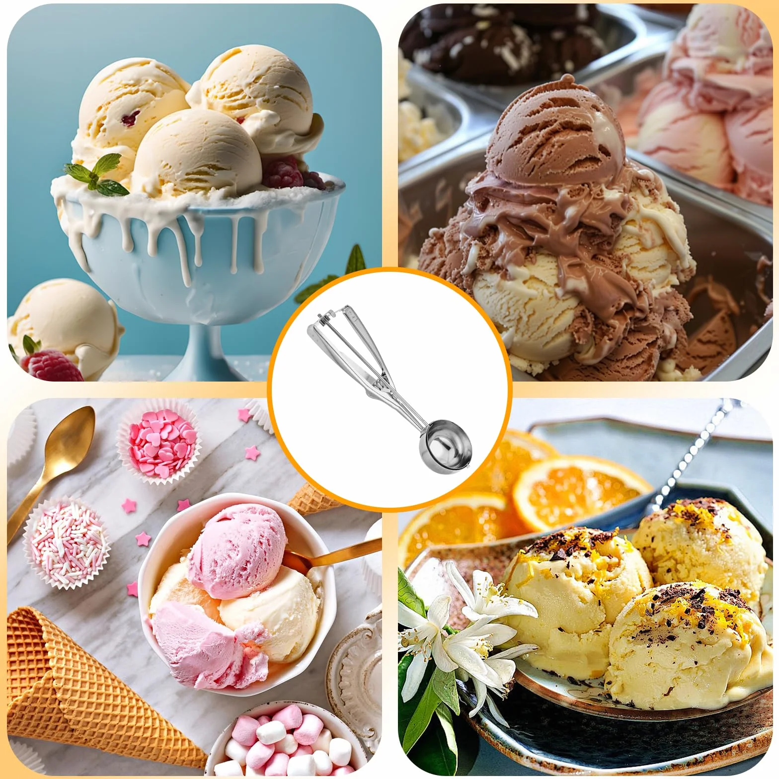 łyżka do lodów ze stali nierdzewnej Gadżety kuchenne do lodów Scoop Trigger