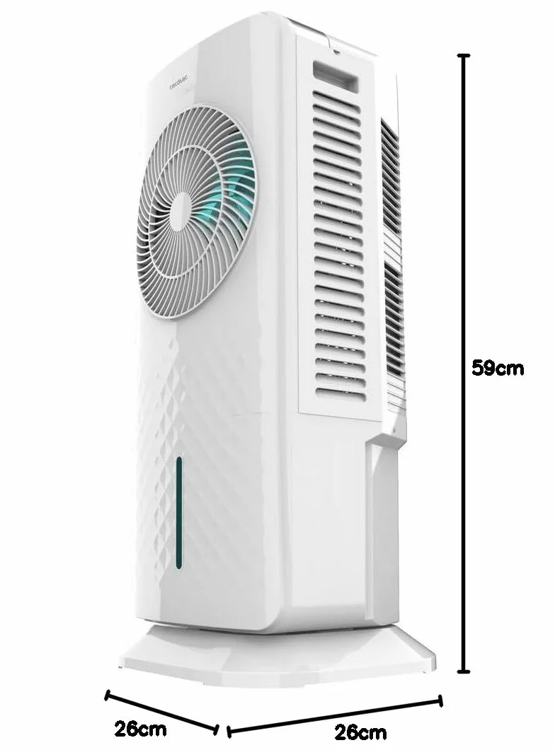 Cecotec Klimatyzator Ewaporacyjny EnergySilence 3500 Cool Compact Smart. 65 W, Zbiornik 3,5 L, Dotykowa, Pilot zdalnego sterowania, 3 prędkości, 2 tryby, Oscylacja 70º, Timer 12h, 2 chłodnice