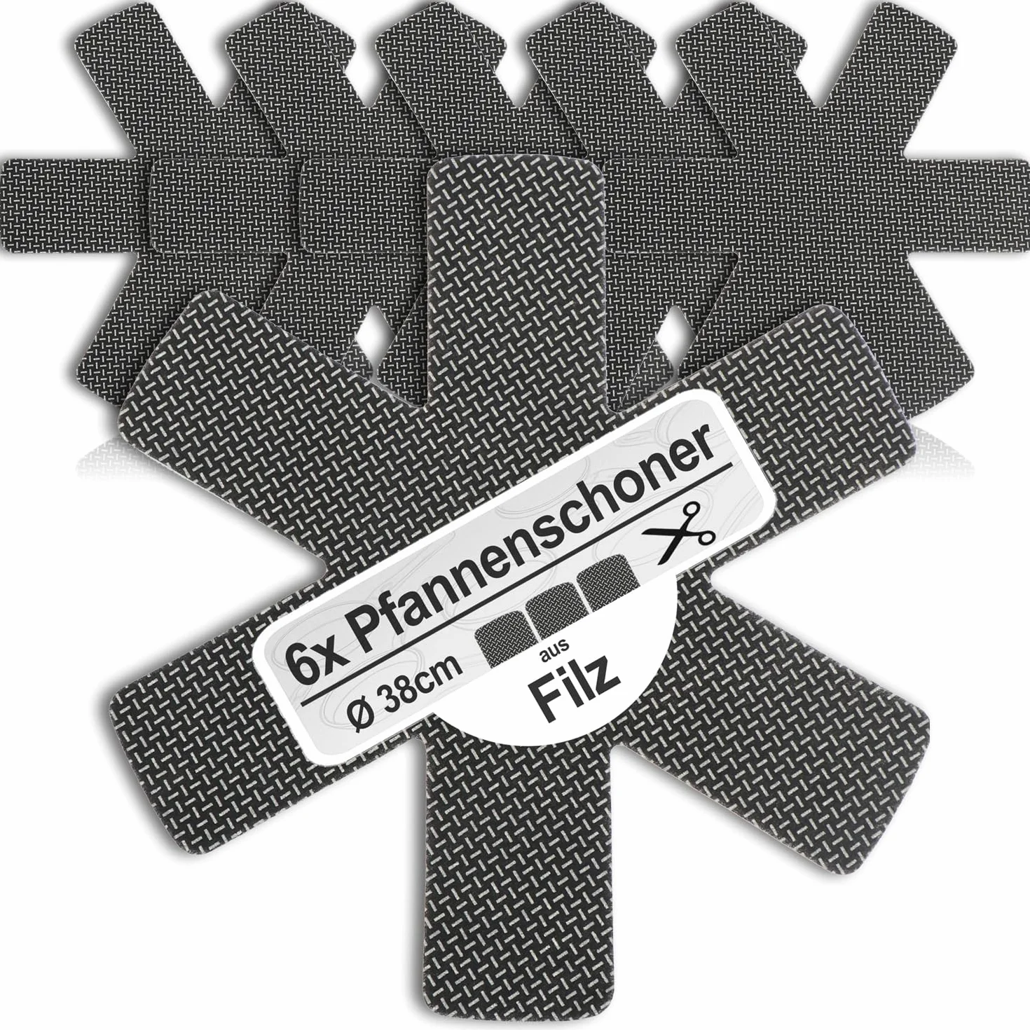COM-FOUR® 6x oslony na patelnie Ø 38 cm wykonane z filcu - Odporne na cieplo, oslony na patelnie chroniace przed zarysowaniami - Mata ochronna na patelnie (06 sztuk - szary premium)