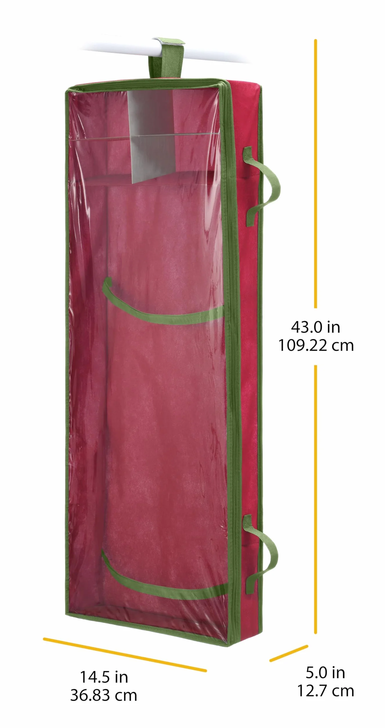Whitmor Organizer do pakowania prezentów, bawełna powlekana akrylem, czerwony, 100 cm x 38 cm x 12 cm
