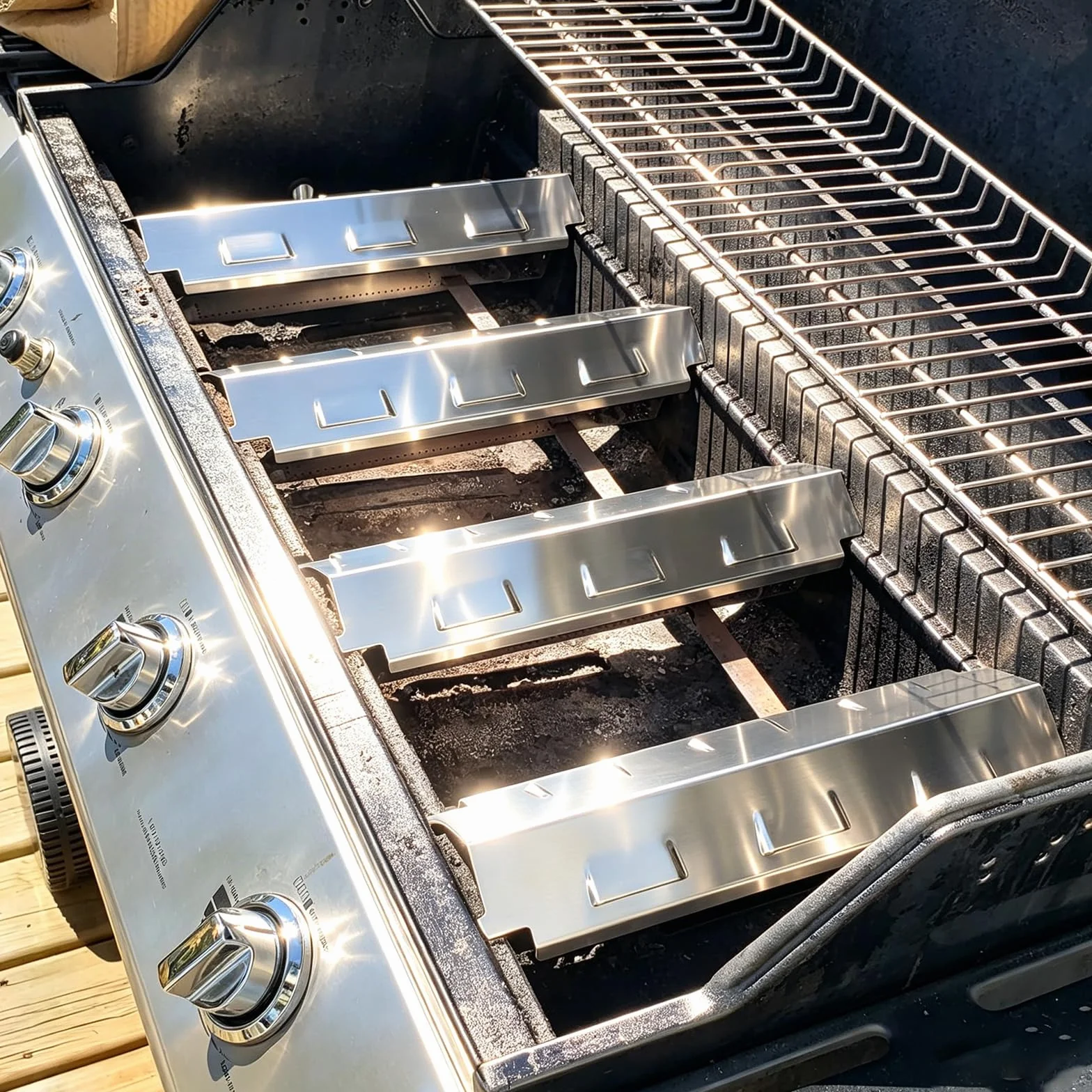 GFTIME Płyty grzewcze do grilli marki Charbroil, części zamienne, do Kenmore Thermos, Master Forge, Savor Pro większości grillów gazowych, osłony przed płomieniami ze stali porcelanowej
