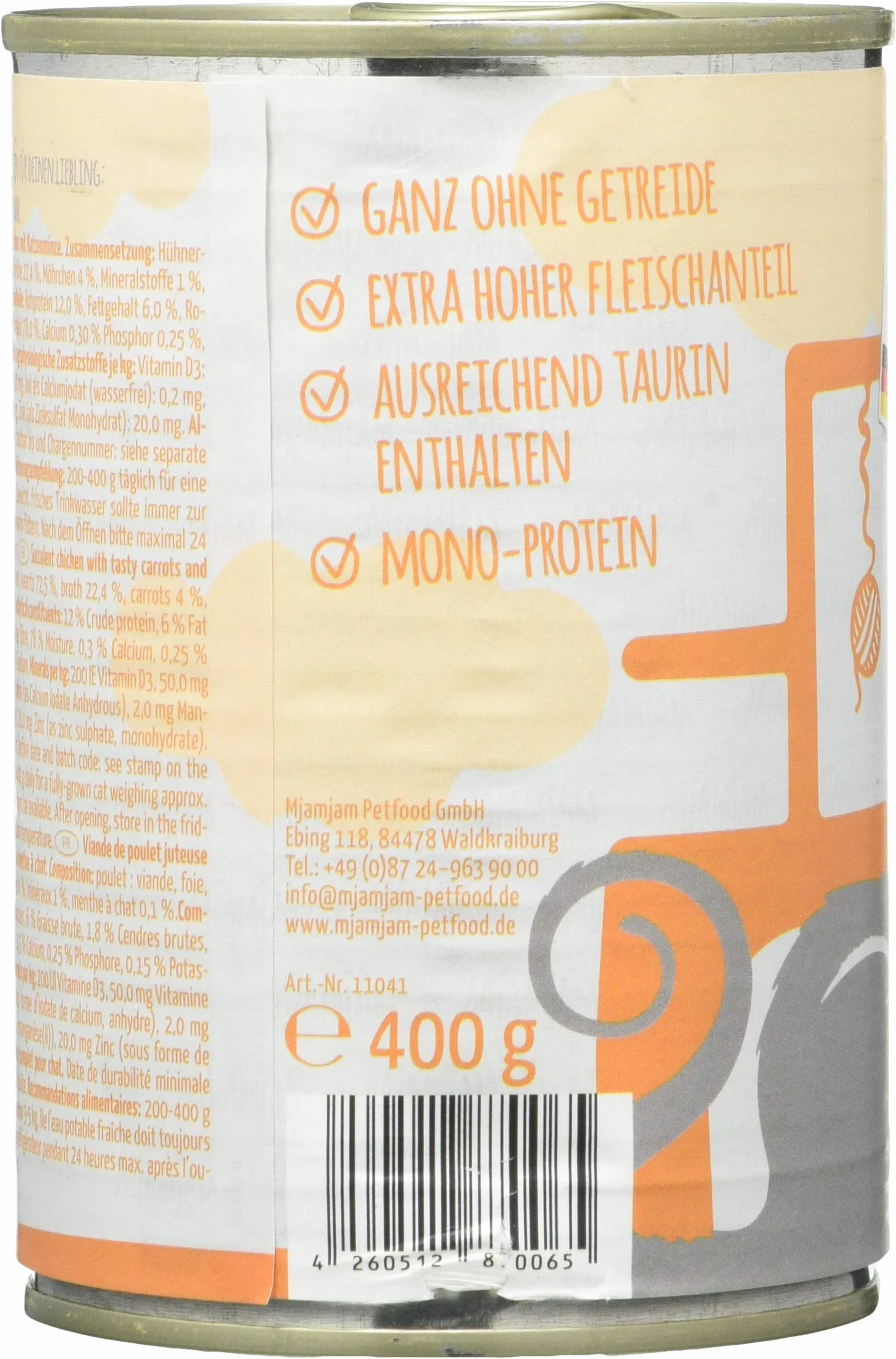 Mjamjam Karma dla Kota, Kurczak/Marchewka, 6 x 400 g