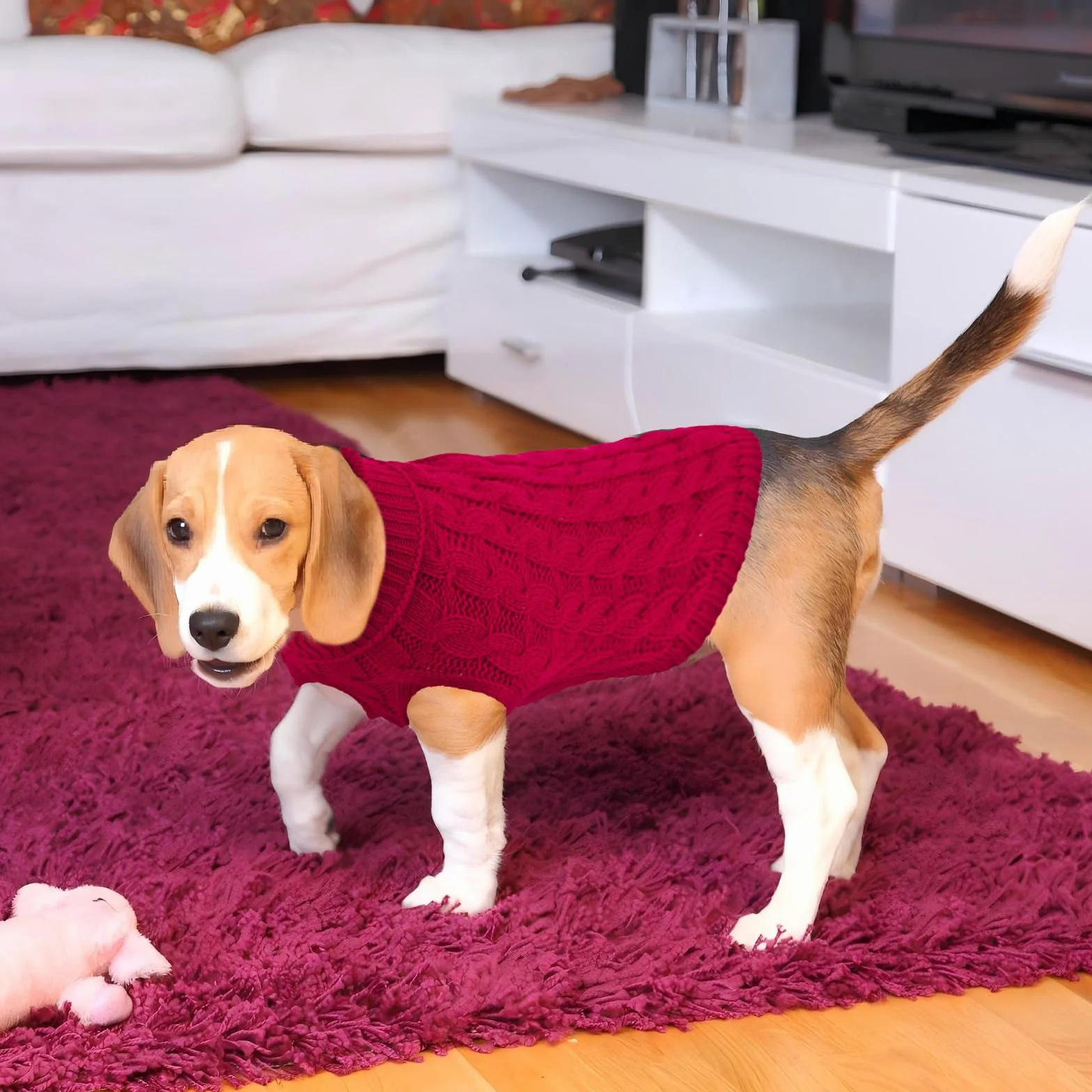 Sweter z dzianiny z golfem dla psa, gruby, zimowy, dla małych i średnich psów oraz kotów