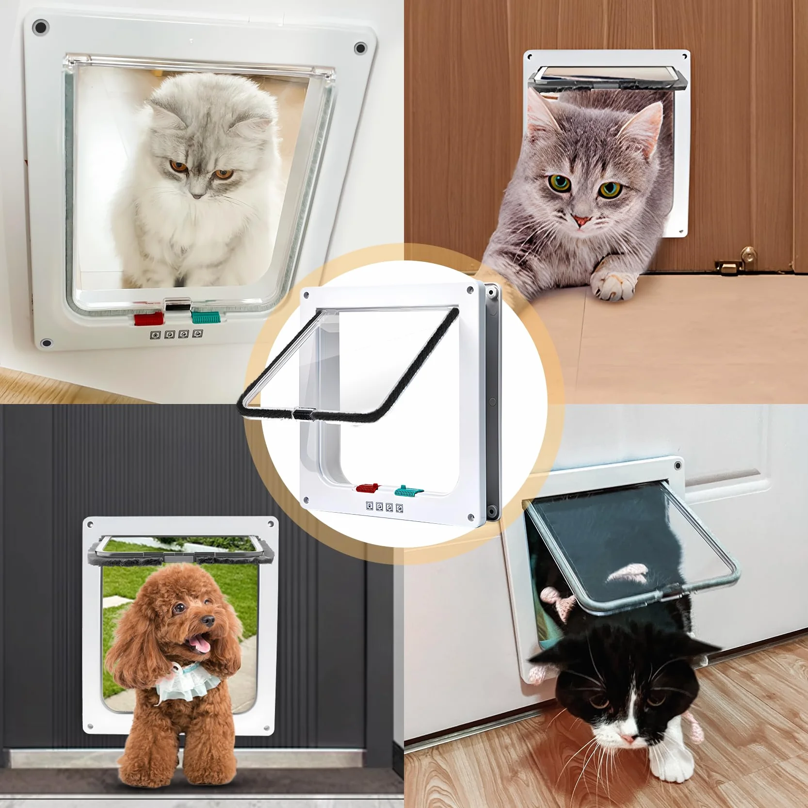 ABS-Acryl Katzenklappe Innentür, Hundeklappe für Hundes, Katzentür Zimmertür, Hundetür Fenster Magnets-Verschluss, Katzentüren für Wand, Cats Door, für Haustiere, Innen Außentür, Weiße S