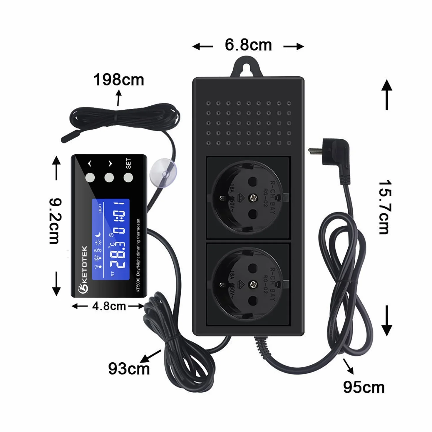 KETOTEK Termostat Ściemniający, Cyfrowy Regulator Temperatury 220 V Do Akwarium, Szklarni, Lampa Grzewcza