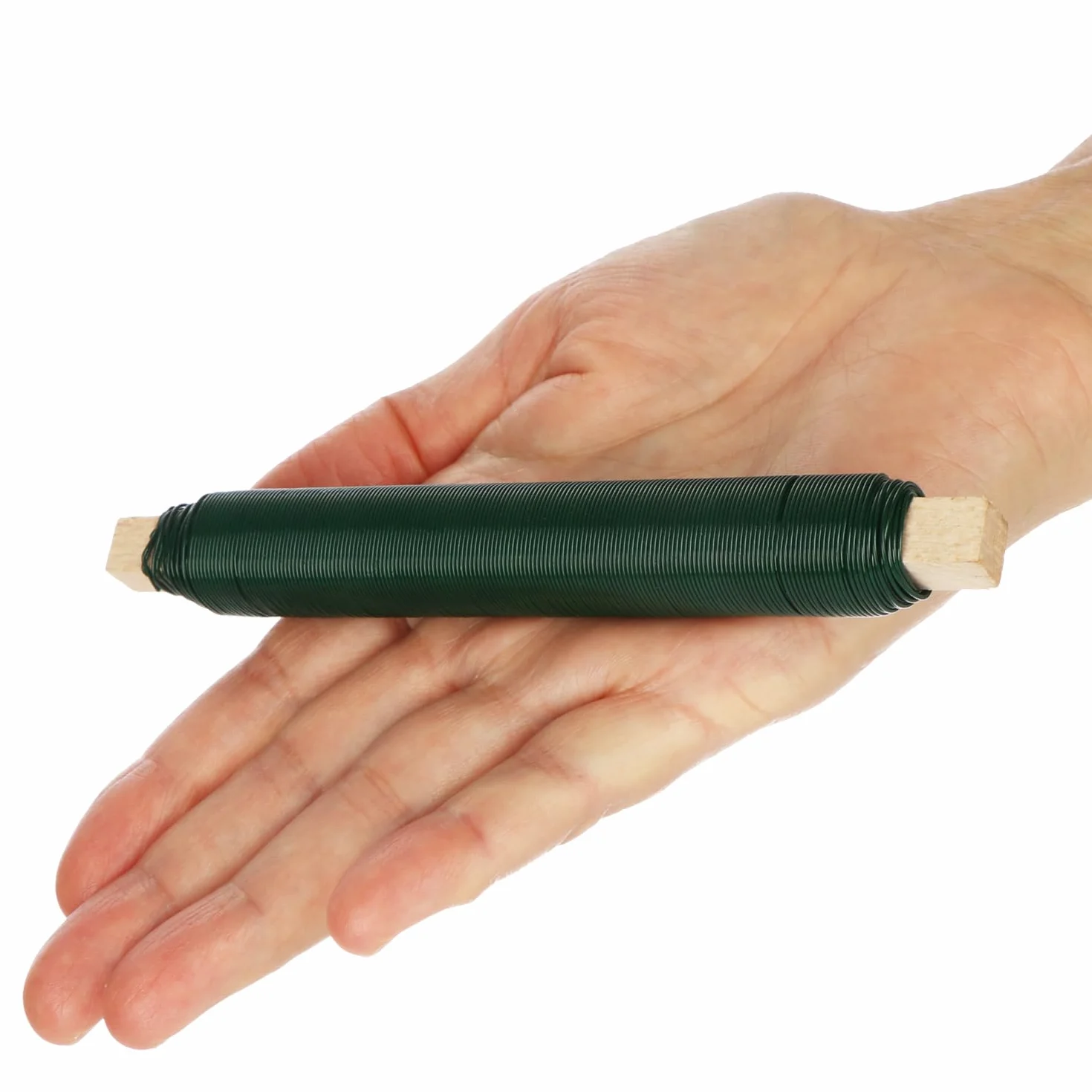 COM-FOUR® 3x zestaw drutu do wiazania kwiatów, drut wiazalkowy w kolorze zielonym nawiniety na drewniany patyczek, grubosc 0,65 mm, 300 g (Zielony)