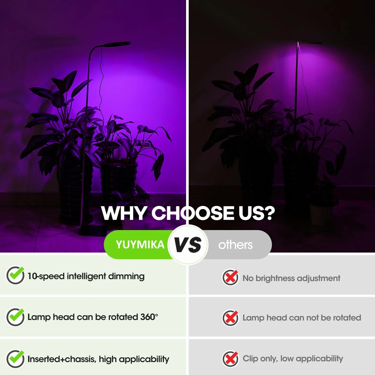 72 LED 5V2A lampa do roślin o pełnym spektrum, regulowany wąż 360° Grow Light, wtyczka europejska, automatyczny timer 3/9/12, drążek teleskopowy 11,8–59 cali (czarny)