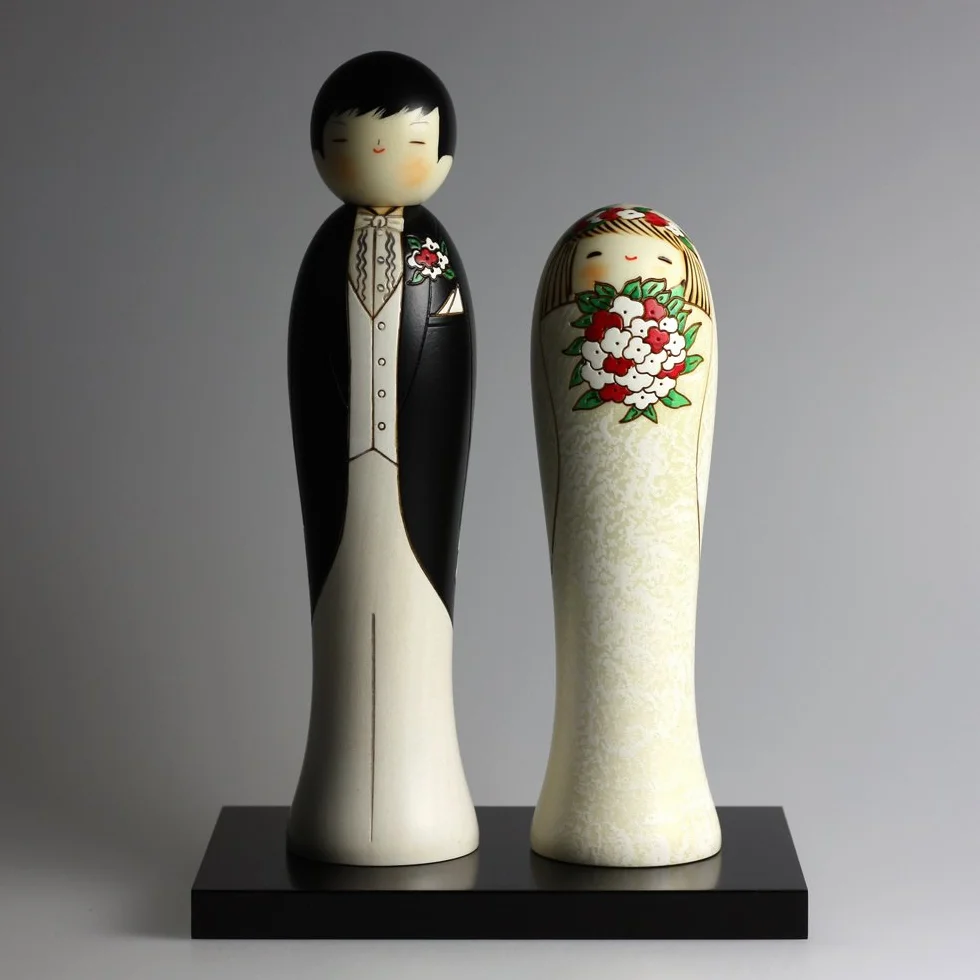 Figurka Kokeshi, UK-1-25, para młoda z Japonii