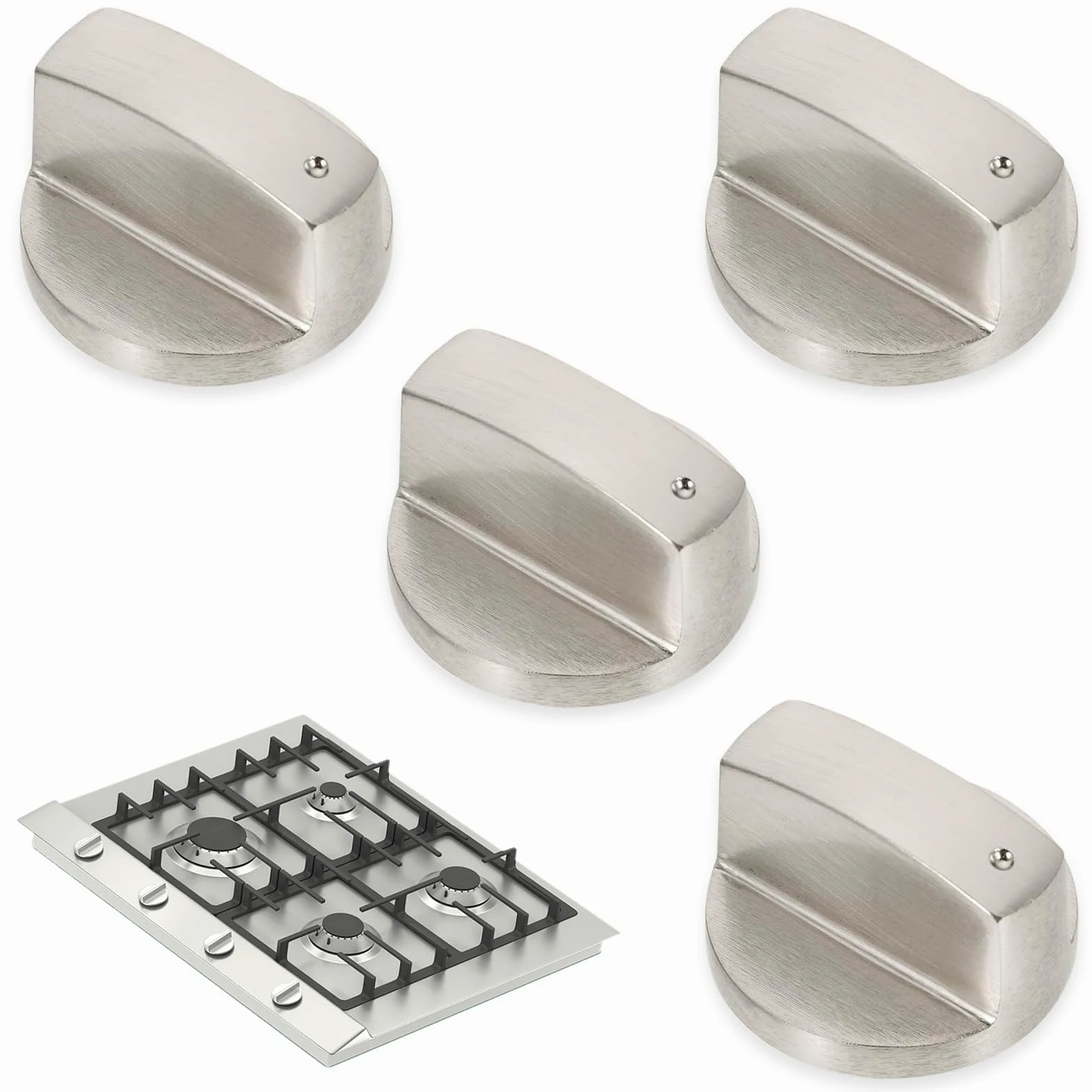 4 metalowe gałki do kuchenki gazowej, pokrętło 6 mm, do kuchni i jadalni, pasują do otworu osi 6 mm