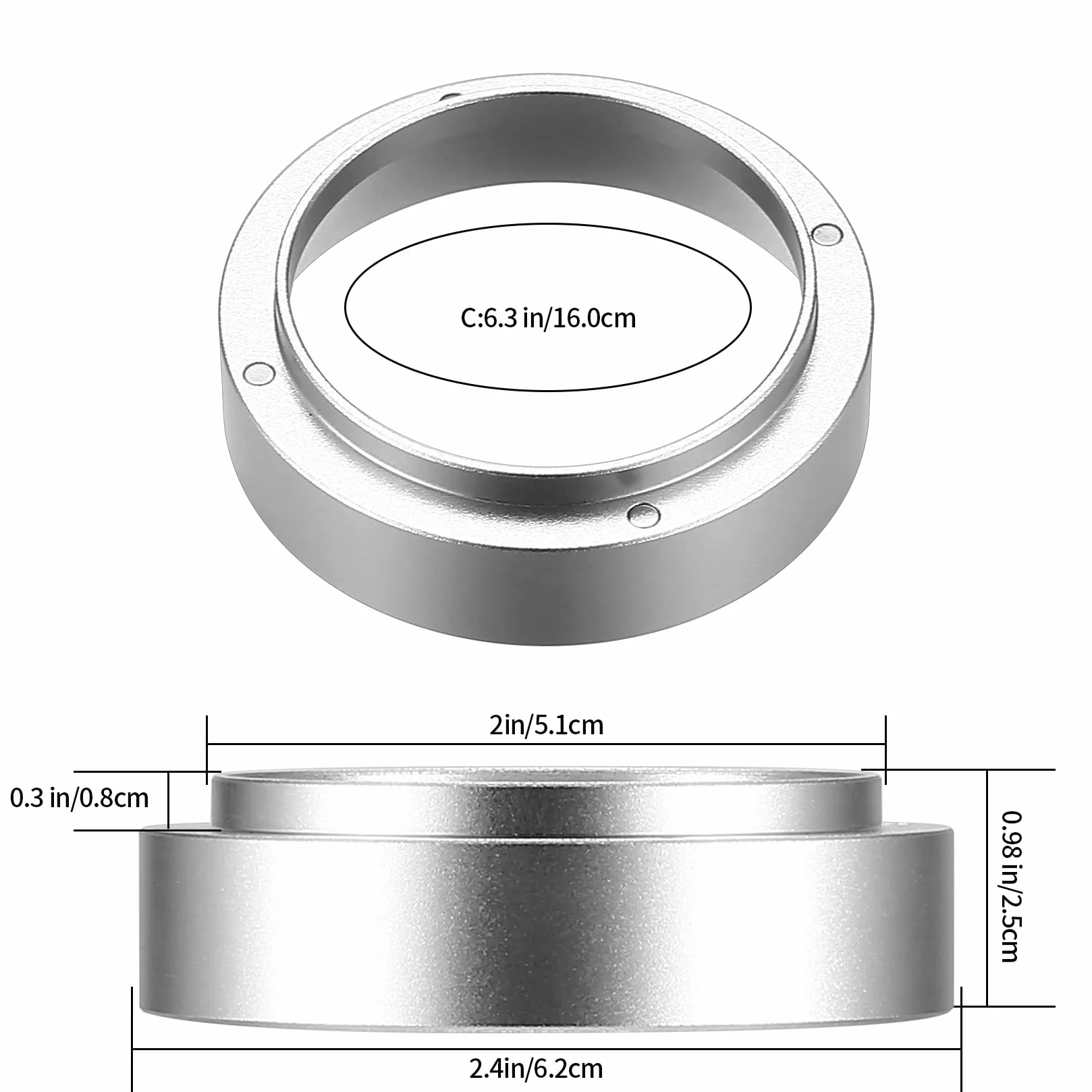 YiPHomn Pierścień dozujący do kawy 51mm, lejek dozujący do espresso, akcesoria do uchwytów filtrów, lejek do napełniania ekspresu do kawy do filiżanki dokładnej ekstrakcji proszku kawy