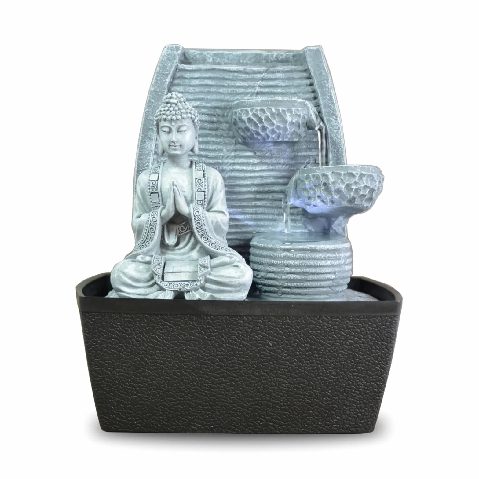 Fontanna pokojowa Feng Shui mądrość oświetlenie LED 24 cm