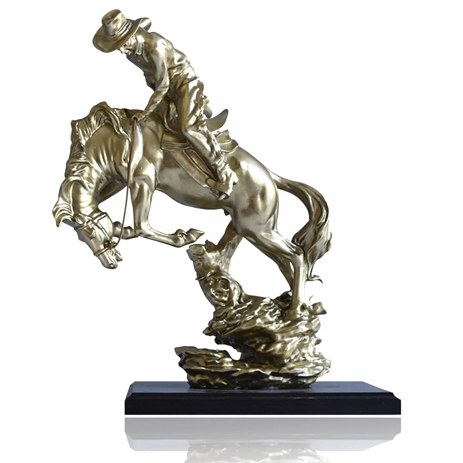 Artystyczna statuetka - ozdobna rzeźba - zachodni kowboj jadący koń statuetka rycerza wojownika figurka z żywicy kolekcja Bucking Bronco statua, figurka artystyczna kolekcja prezentów do