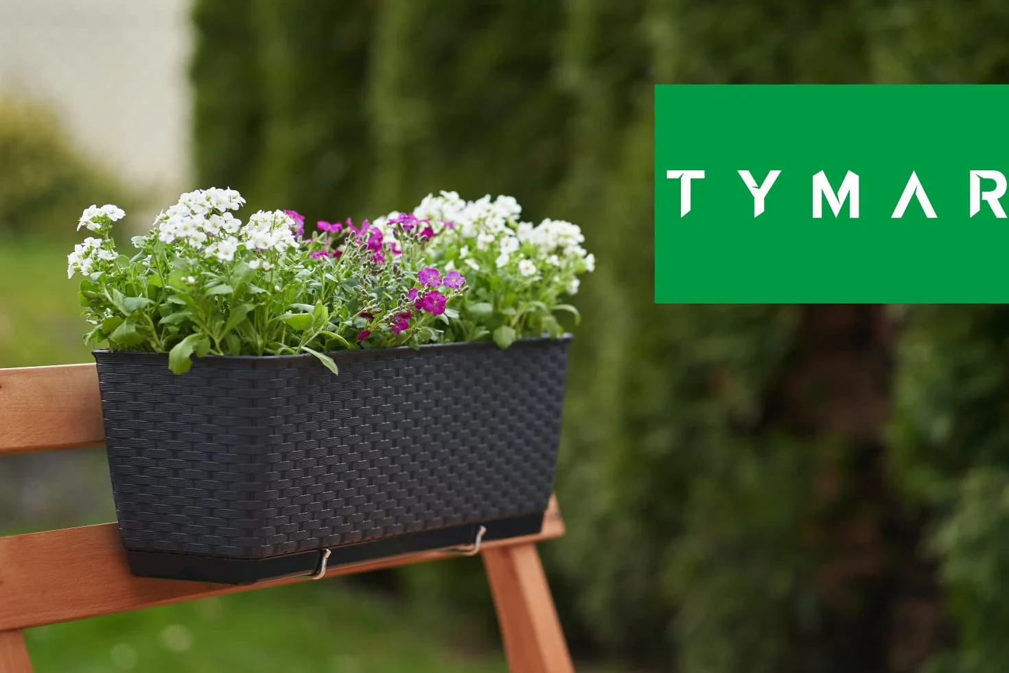 Tymar Skrzynki na kwiaty na balkon, balustrada, 2 sztuki, wygląd rattanu, w zestawie system nawadniania (2 sztuki) brązowe; 60 cm)