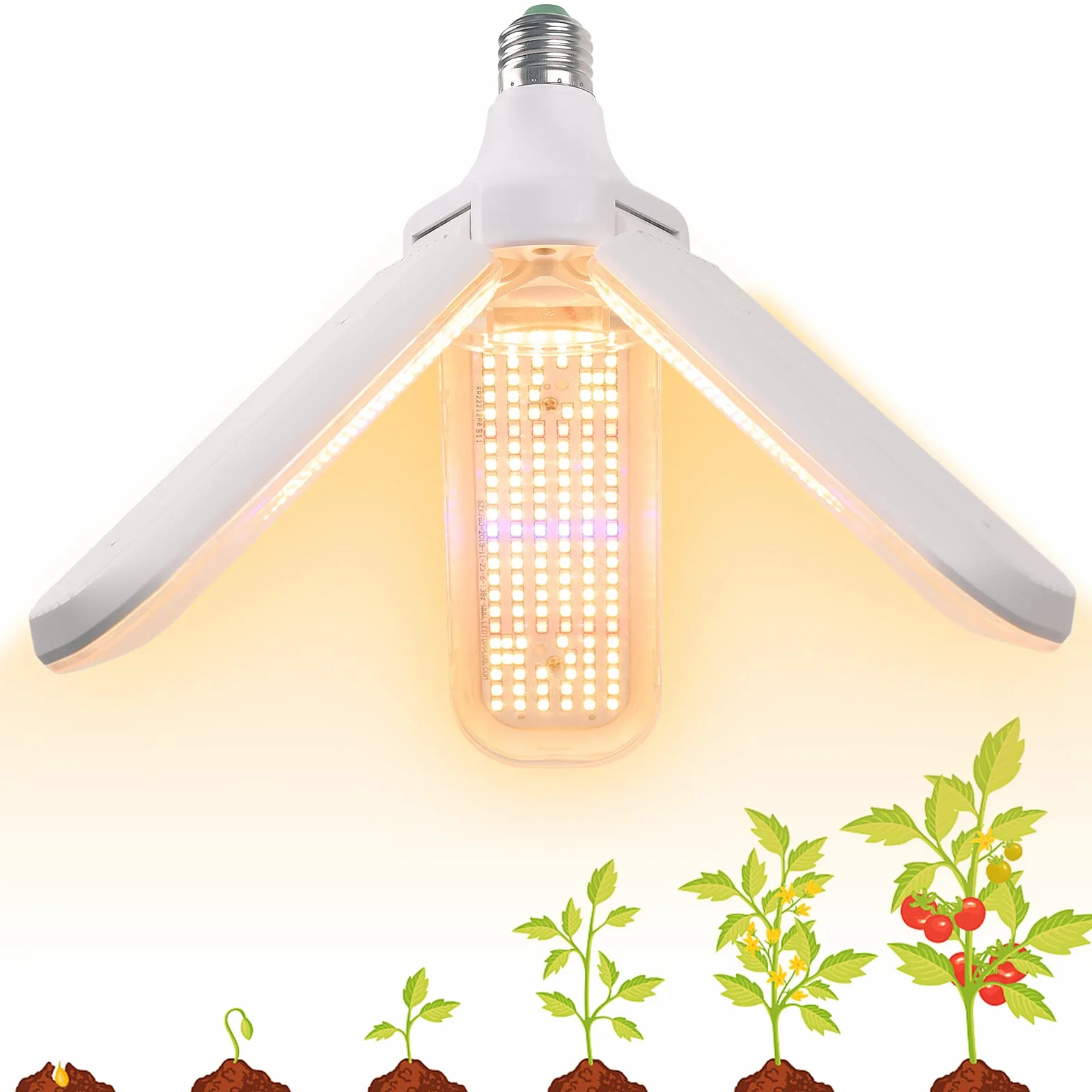 Żarówka LED do uprawy 150 W, pełne spektrum, żarówka roślinna z 414 diodami LED do roślin domowych, gniazdo E26/E27, lampa do uprawy hydroponicznej, do ogrodu, szklarni, sukulentów, warzyw i kwiatów