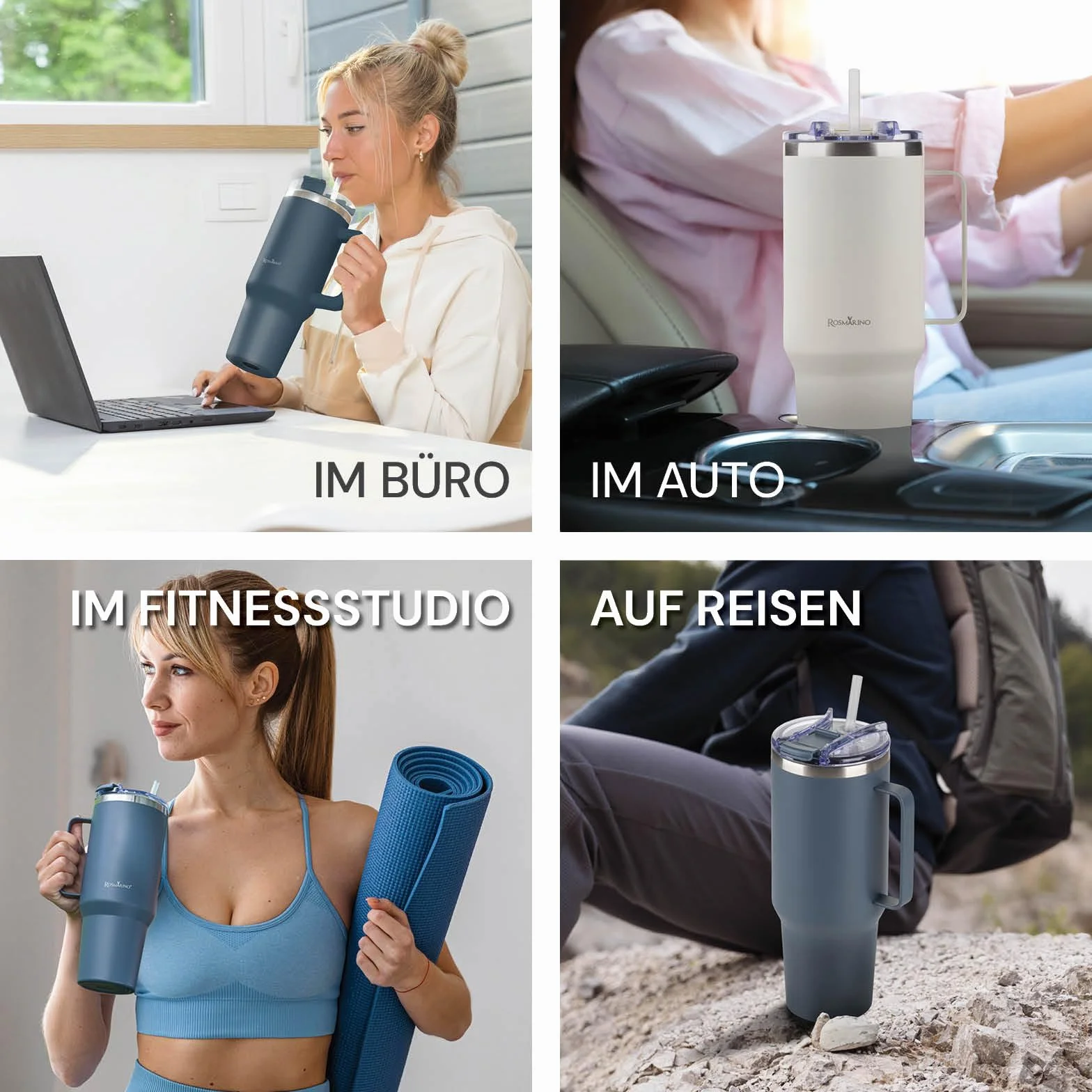 Rosmarino MegaCup Thermobecher 580 ml, utrzymuje zimno przez 11 godzin, ciepło przez 7 godzin, stal nierdzewna, termosbecher, termosbecher, termoizolacja, termoizolacja, termomisa, mięta