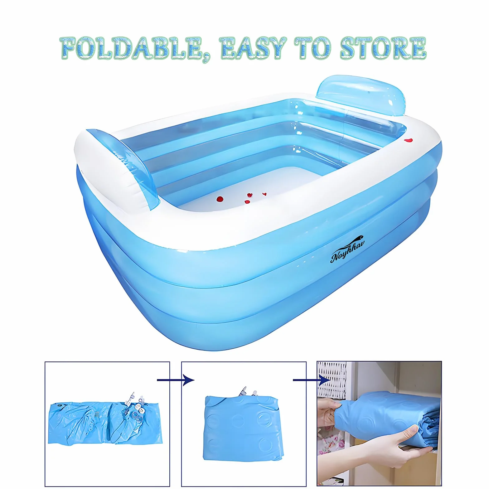 Nadmuchiwana wanna do spa, pogrubiona wanna plażowa, wanna plażowa, beczka, podwójna wanna, składana wanna PCW + pompka nożna