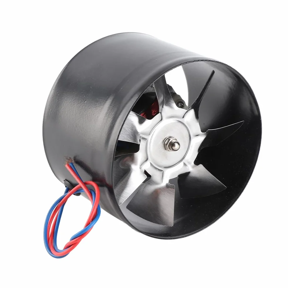 Metalowy Wentylator Kanałowy, Cichy, Okrągły Wentylator Wyciągowy do Stylowej Modernizacji Kuchni, Szybko Usuwa Dym i Zapachy z Kuchni Przy Minimalnym Poziomie Hałasu (4 cale)