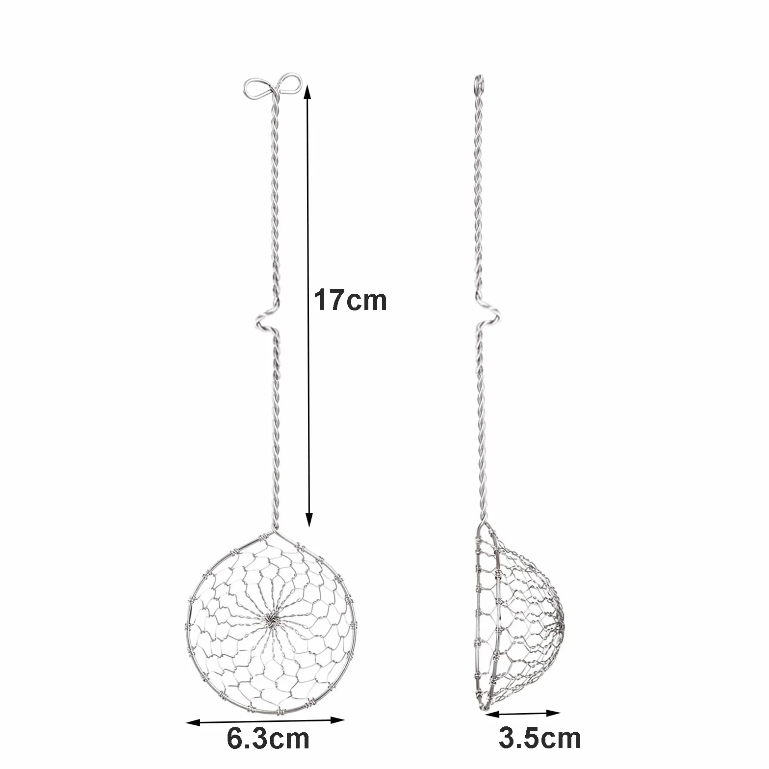 Sitko kuchenne ze stali nierdzewnej, 6 sztuk, z uchwytami, sitko kuchenne do fondue, sitko ze stali nierdzewnej, średnica 6,3 cm, dł. 23 cm (srebrne)