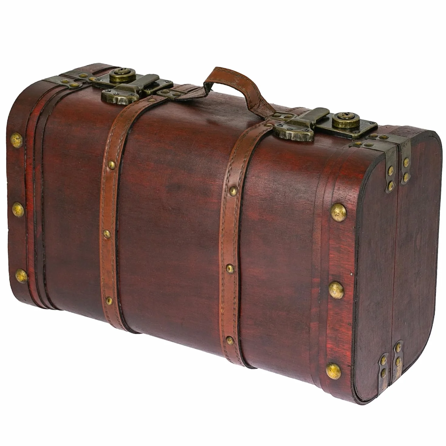 HMF 6412-140 Drewniana skrzynia na skarby, walizka w stylu vintage, duża, Peru, 40 x 23,5 x 16,5 cm
