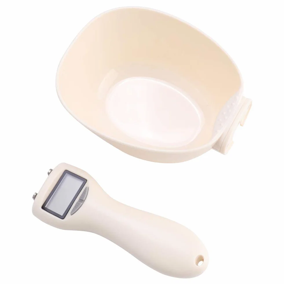 Ejoyous Waga z łyżką, miarka do karmy dla zwierząt, przenośna, elektroniczna szufla do karmy dla kotów, z wyświetlaczem LCD, do odmierzania i ważenia
