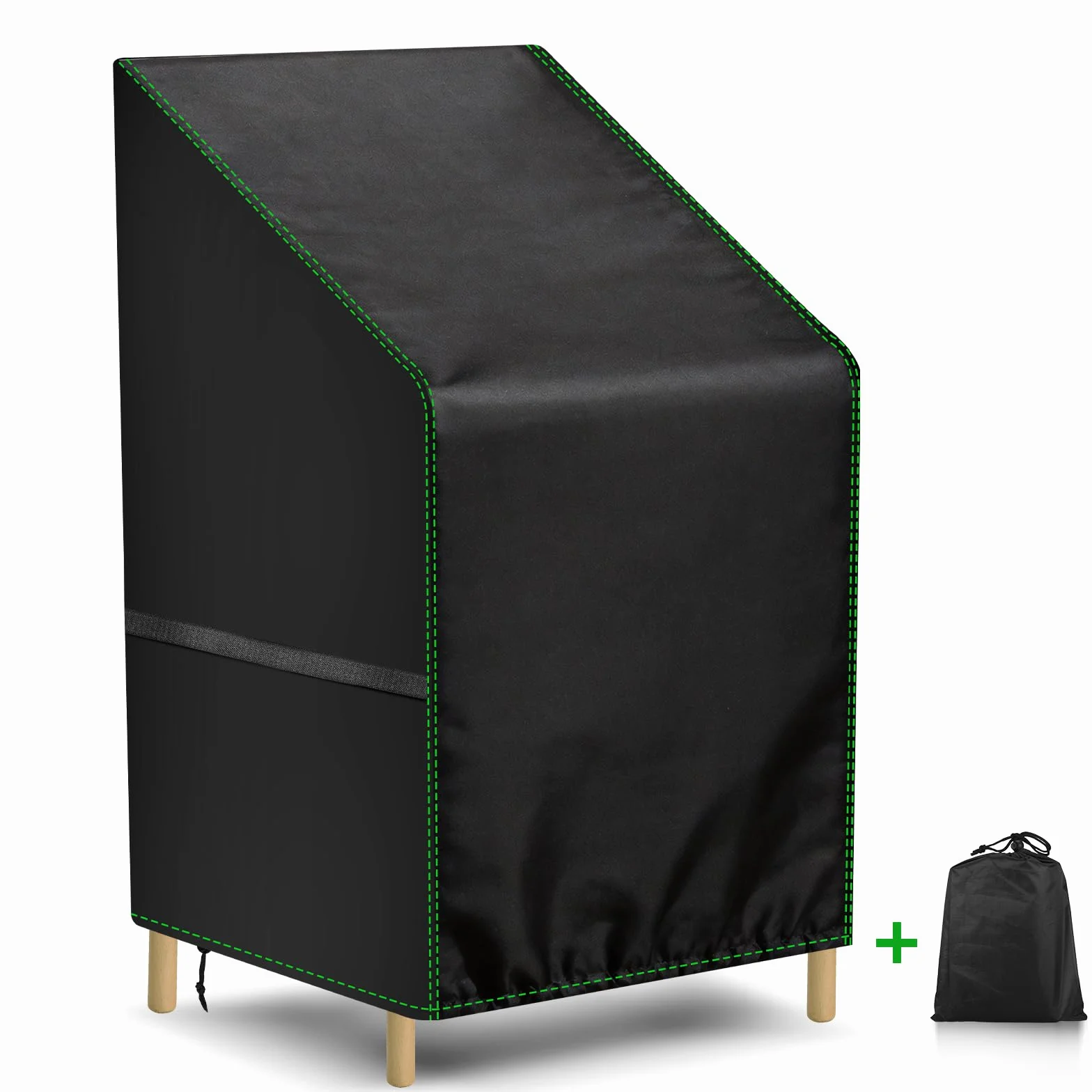Zocipro Wodoodporne pokrowce na krzesła ogrodowe 210D Oxford, wytrzymałe, 70 x 90 x 80 / 120 cm, na zewnątrz, na patio, odporne na promieniowanie UV, pyłoszczelne, zimowe, czarne pokrowce na meble do