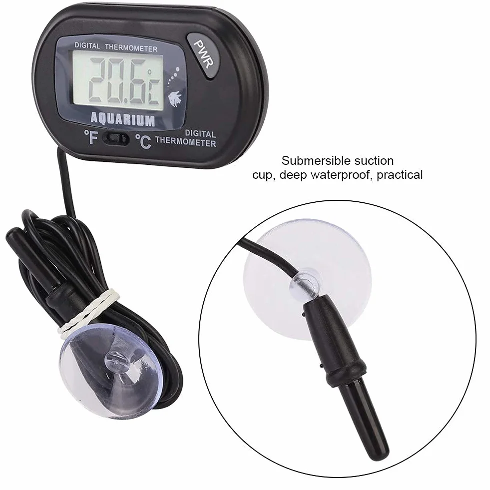Termometr do akwarium Cyfrowy LCD Termometr do wody w akwarium Terrarium dla gadów Wskaźnik temperatury do pojazdu Terrarium dla gadów, -50 ℃ ∽ 70 ℃