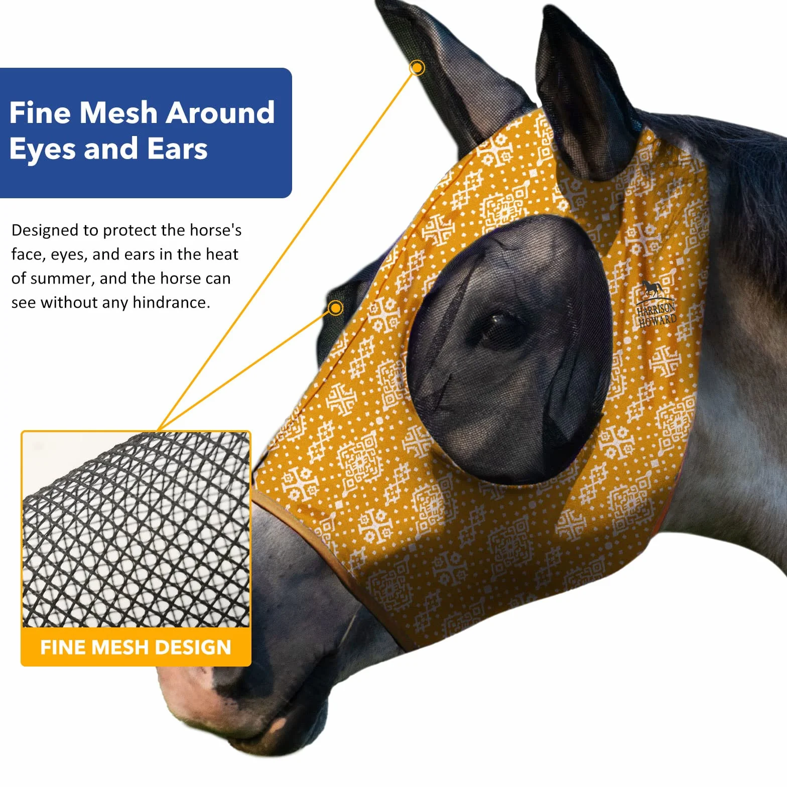 Harrison Howard Horse Fly Mask Floral Retro