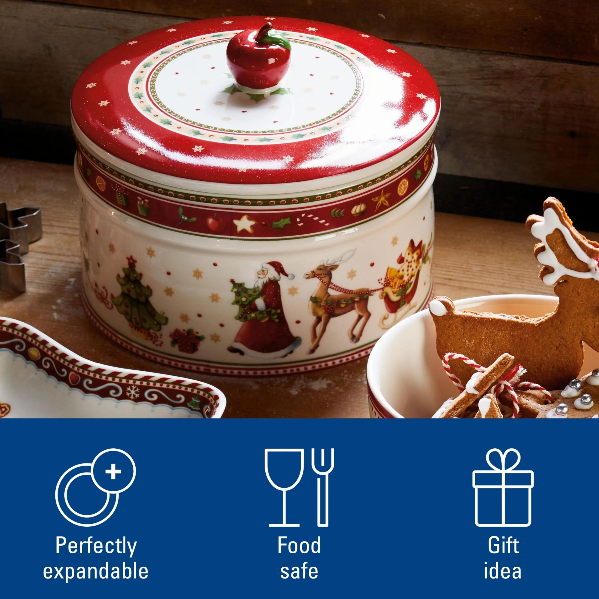 Villeroy & Boch – Winter Bakery Delight, duży pojemnik na wypieki i ciastka, porcelana Premium, wielokolorowy