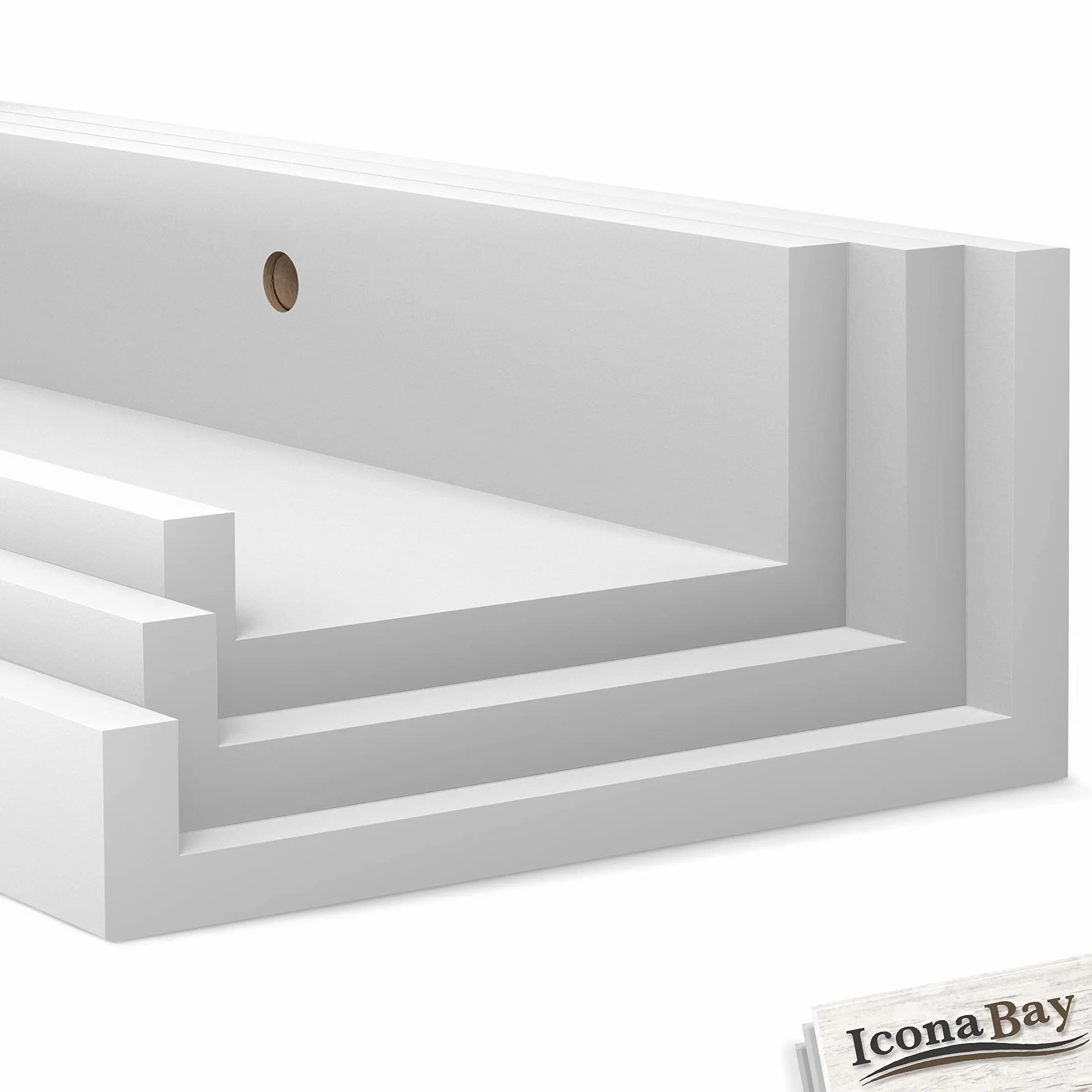 Icona Bay 61 cm Półki wiszące na ścianę - zestaw 3 sztuki w kolorze proszkowo-białym - nowoczesny rustykalny styl - Półki wiszące do montażu na ścianie - Listwy do obrazów