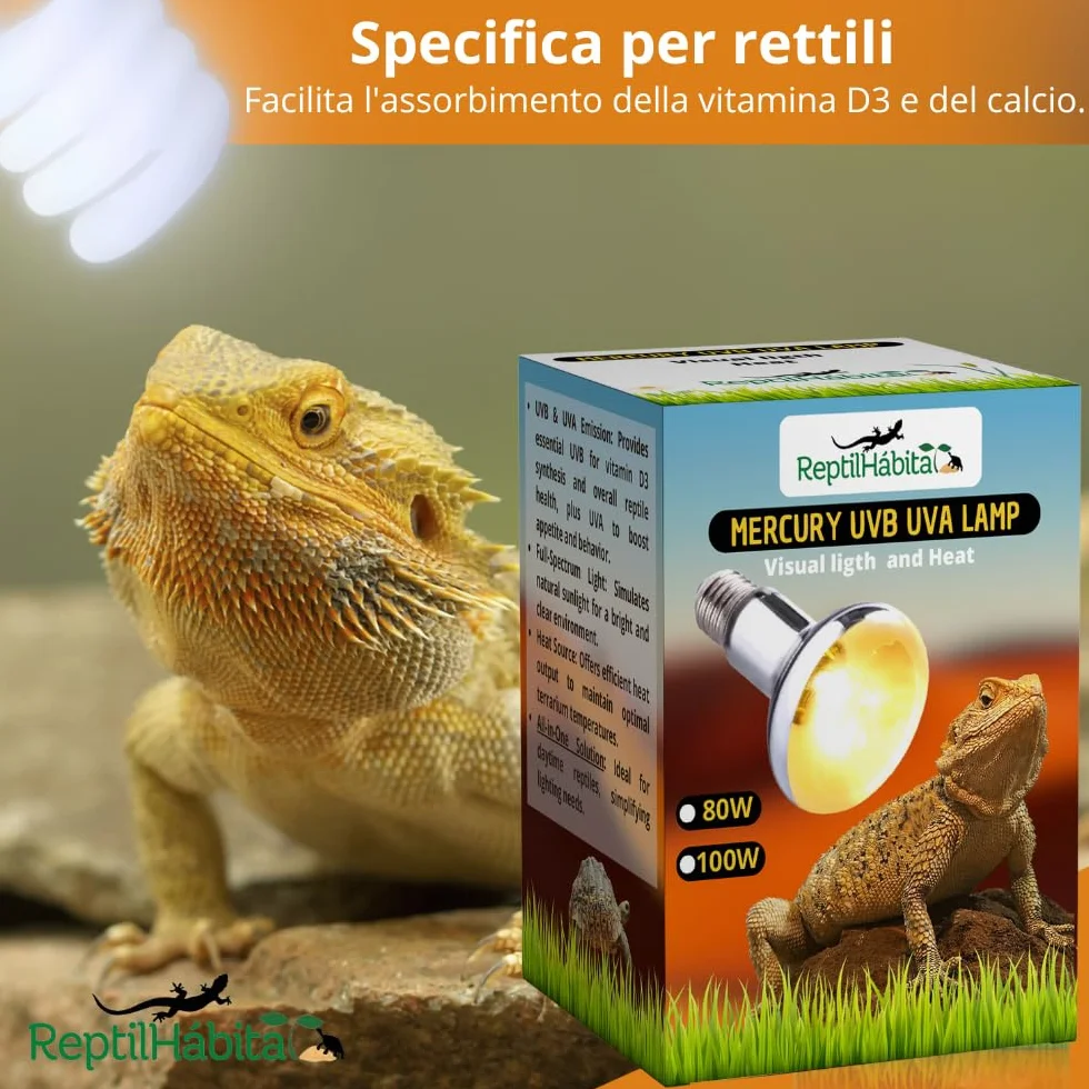 Żarówka UVB UVA do gadów 100 W All-in-One Mercury Steam Lamp do Terrarium