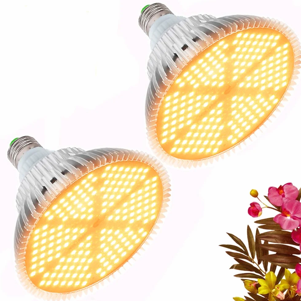 Lampa roślinna 120 W, 180LEDs lampa do uprawy, E27 światło roślin LED pełne spektrum, żarówka LED do wzrostu roślin wewnętrznych szklarni, kwitnienia i owocowania (2 sztuki)