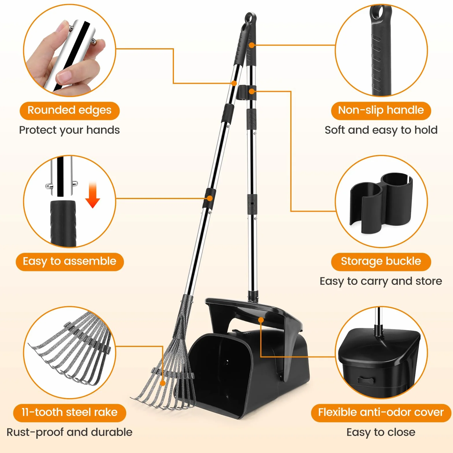 HAPPY HACHI Pooper Scooper z pojemnikiem 102 cm obrotowy dla psów