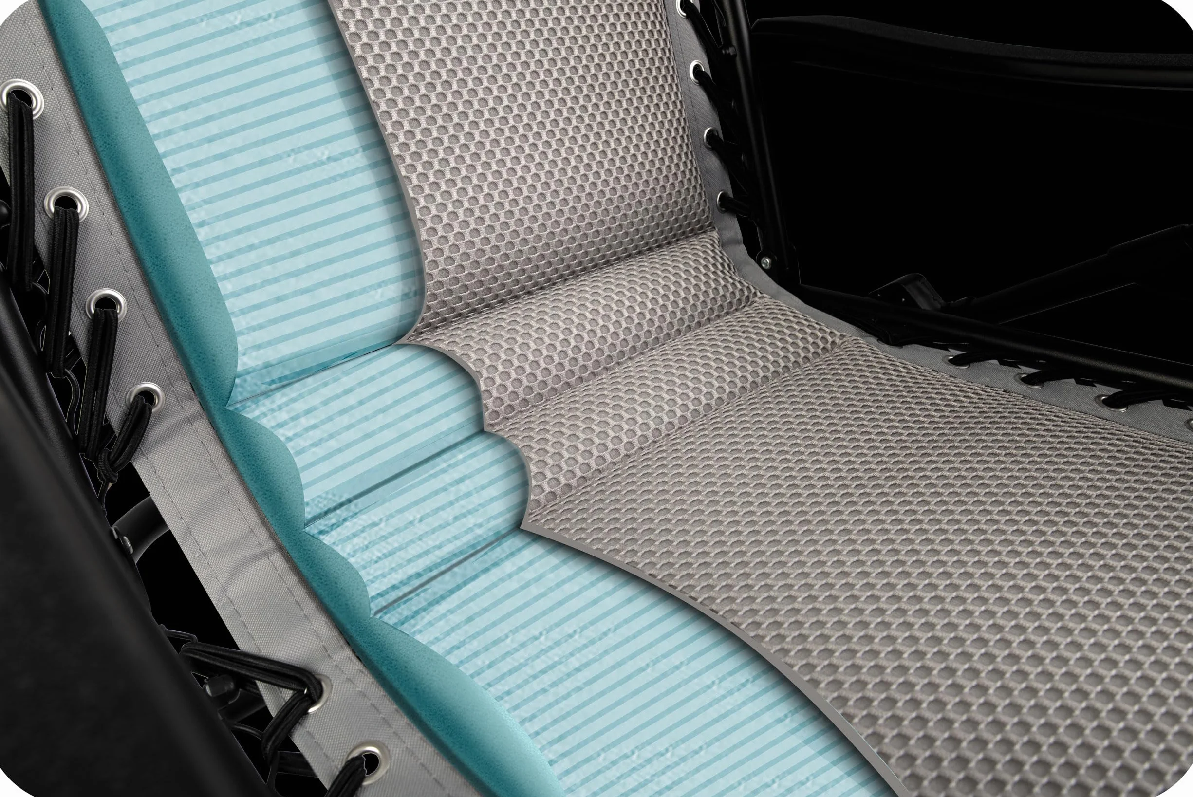 Leżak Ogrodowy ChillWell Soft - Składany z Poduszką - Tkanina 3D FoamGrid Obciążenie do 120 kg - 160 x 107 x 60 cm - Szary
