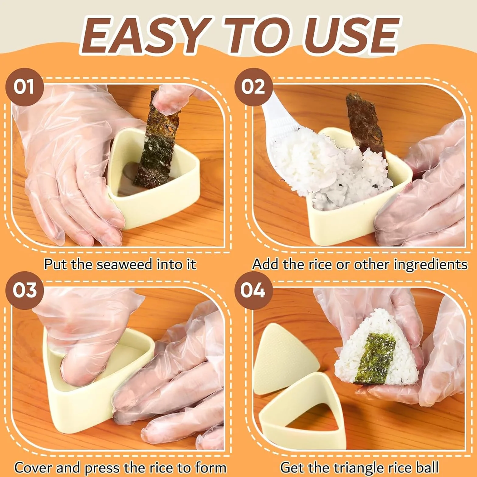 Onigiri 3-częściowy zestaw do robienia sushi, Onigiri, akcesoria do robienia sushi, trójkątna prasa do sushi, do formowania ryżu, narzędzie DIY