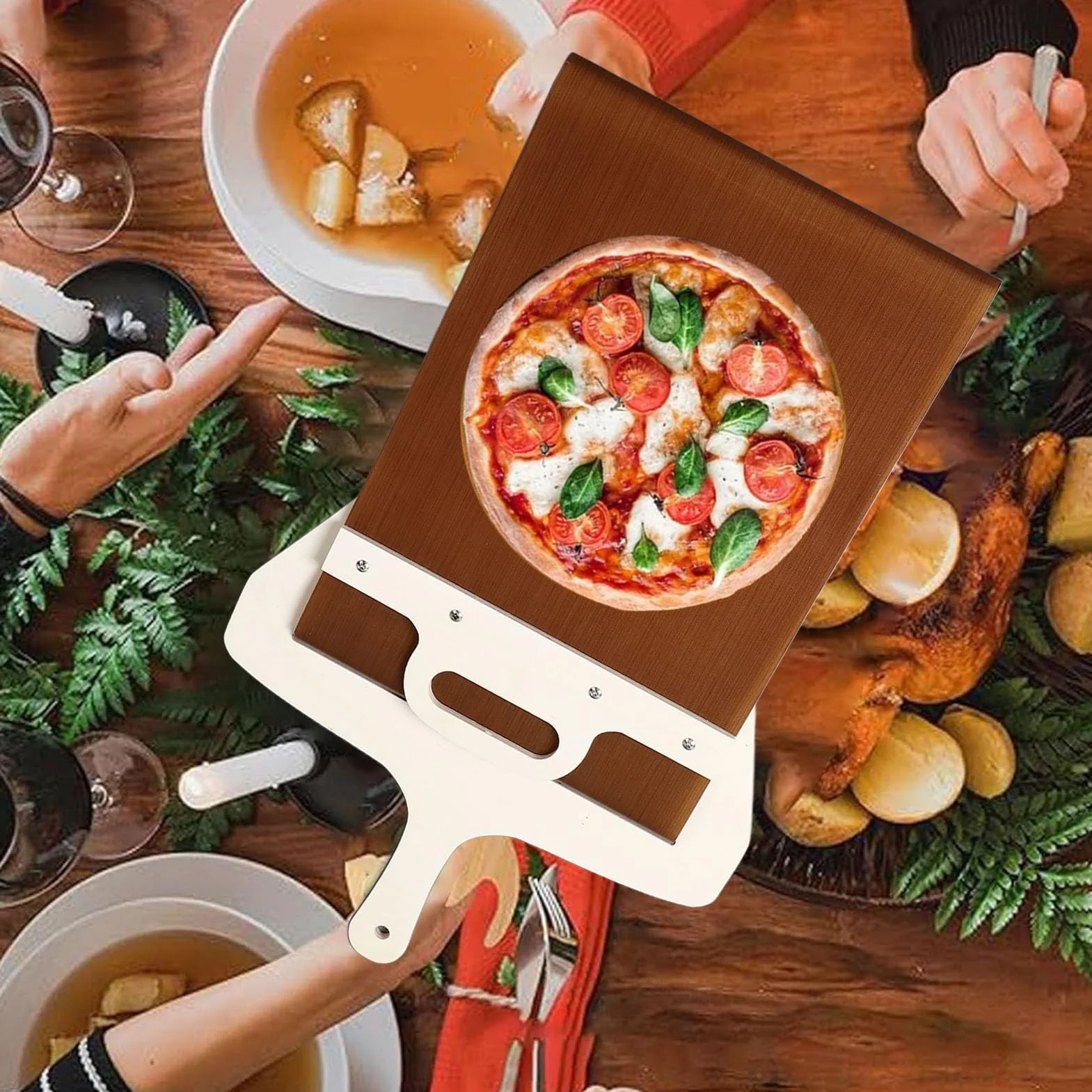 Łopata do Obierania Pizzy z rączką, Przesuwana łopata do Obierania Pizzy, Obieraczka do Pizzy, Lekki Wygodny Uchwyt, do Pieczenia Domowej Roboty Pizzy