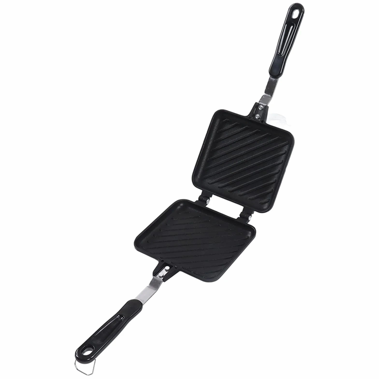 Opiekacz do Kanapek śniadaniowych, Nieprzywierający Toster do Kanapek Panini, Dwustronna Blacha do Pieczenia, Łatwy Uchwyt, Wzór Siatki, Idealny dla Kuchni, Picników i Innych Przypadków.