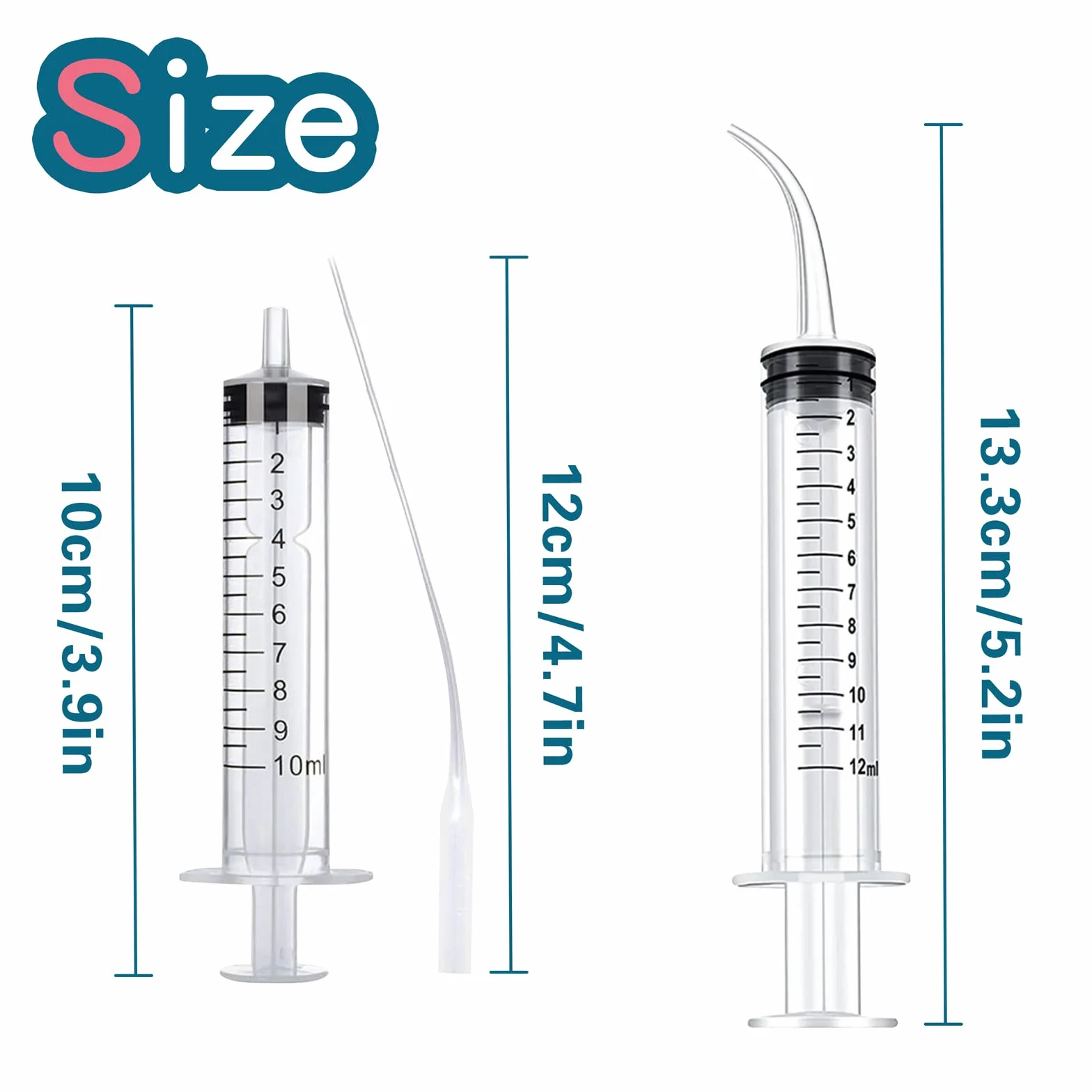 Strzykawki do karmy z zakrzywioną końcówką, 10 ml, wielokrotnego użytku, z cienkim wężem, dla szczeniaków, kociąt i małych zwierząt domowych, 10 ml