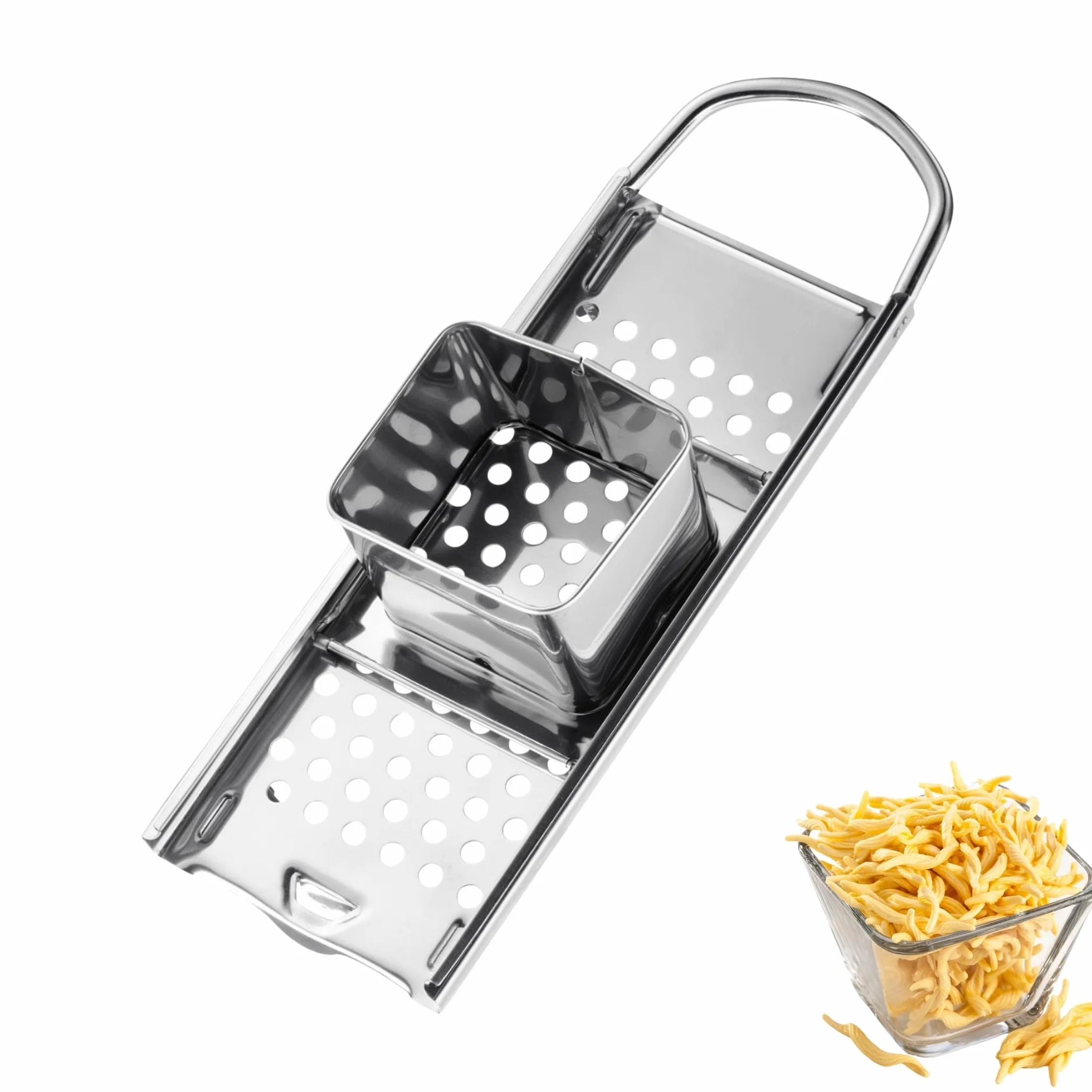Westmark Krajalnica Spätzle Knöpfle Inox – tarka do spaetzli ze stali nierdzewnej do drobnego Knöpfle & Spätzle – ze zjeżdżalnią ułatwiającą krojenie – srebrny, 31,5 cm