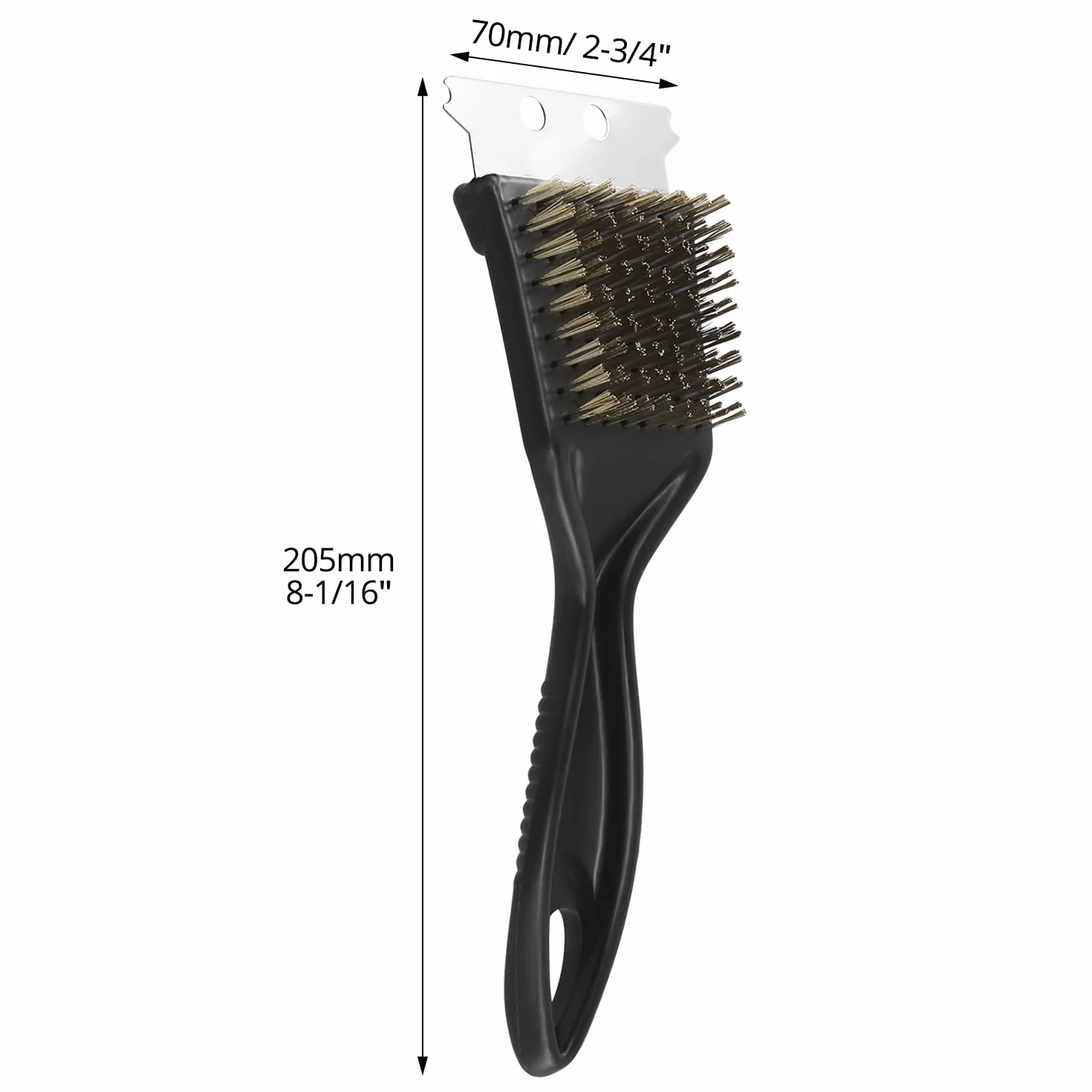QWORK® Szczotka do czyszczenia grilla z mosiężnym włosiem drucianym i metalowym skrobakiem – szczotka do czyszczenia grilla do skutecznego czyszczenia