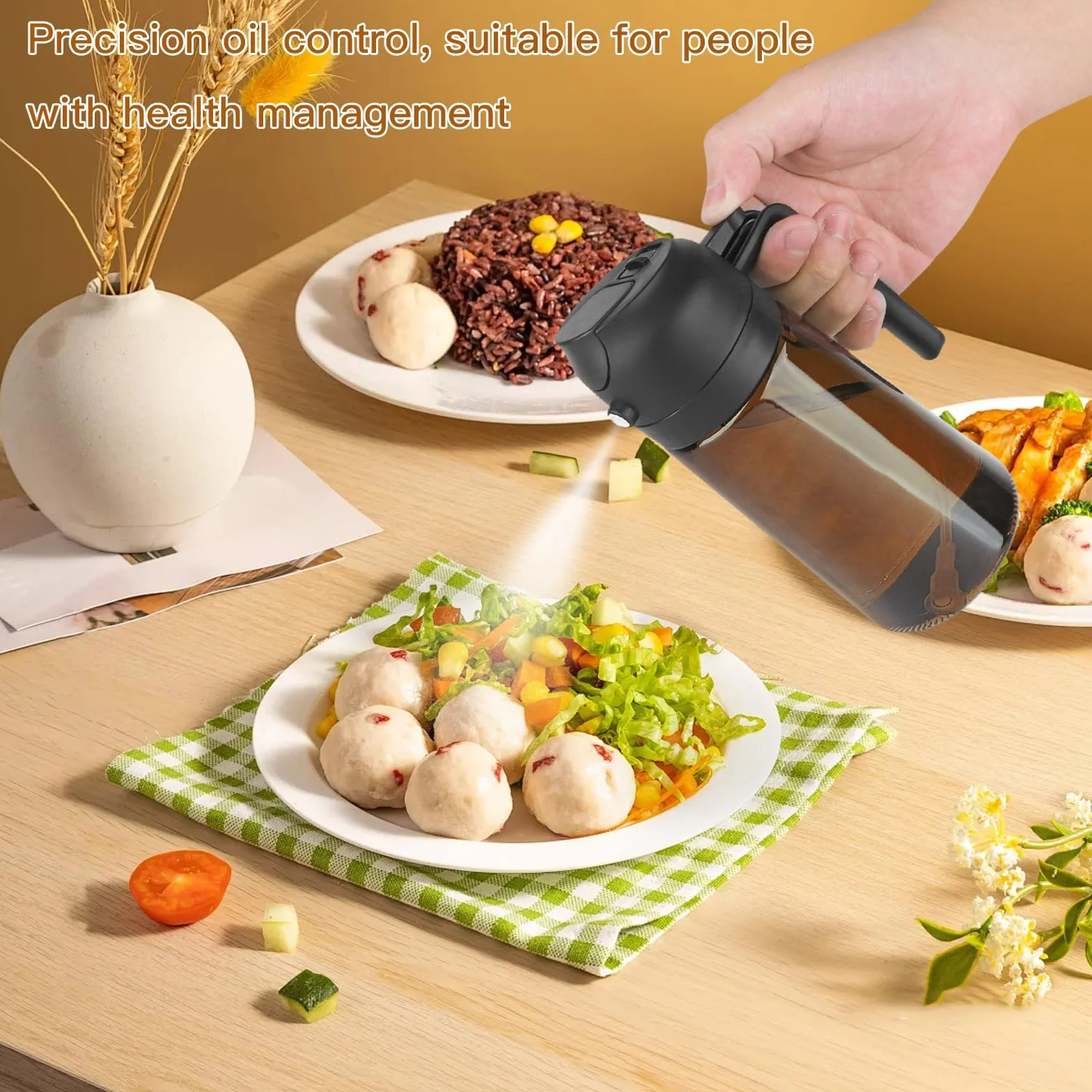 Opryskiwacz do oleju spożywczego, dozownik oleju 2 w 1, rozpylacz oleju, 470 ml, ochrona przed promieniowaniem UV, butelka z rozpylaczem oleju, butelka na olej do frytkownicy na gorące