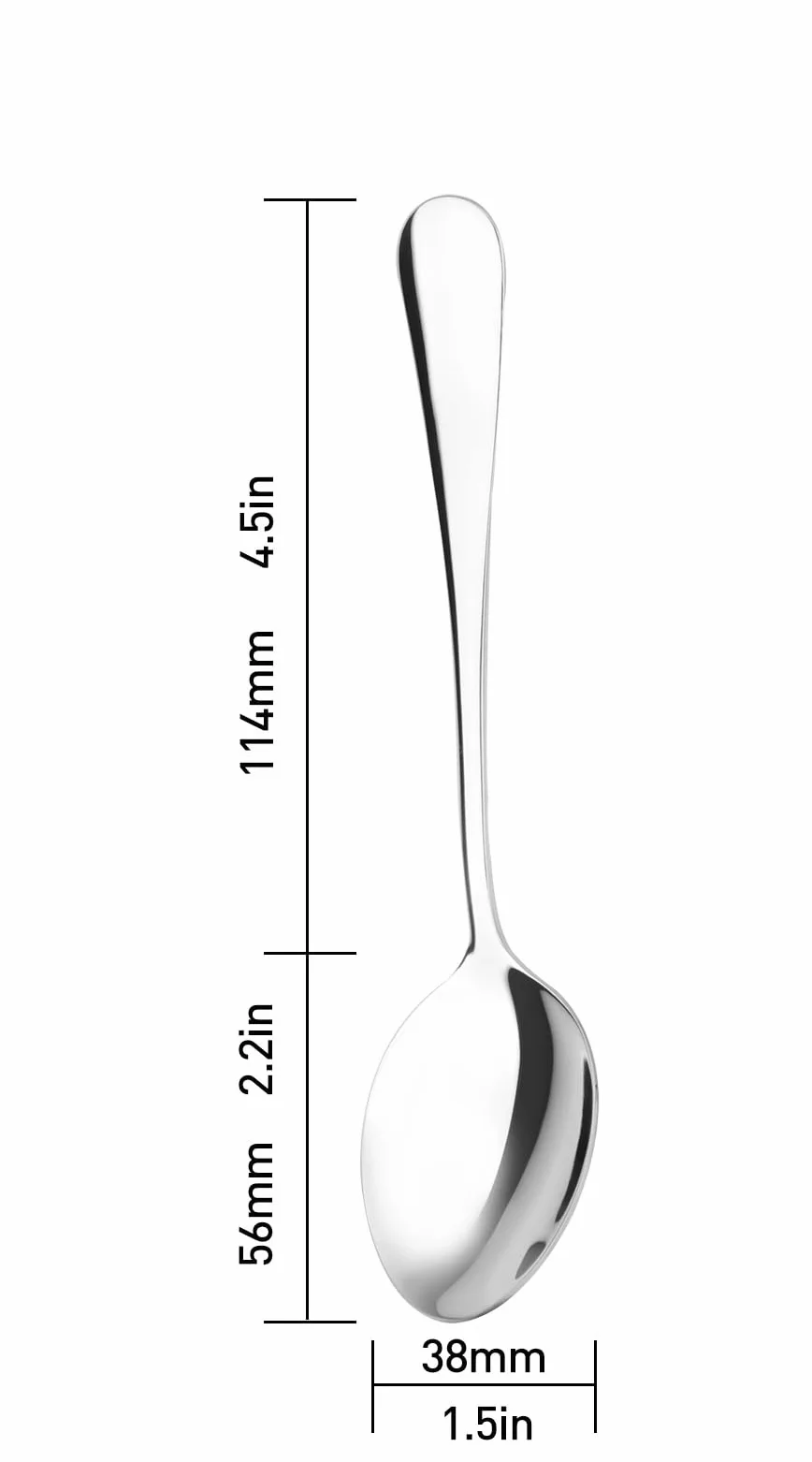 Łyżki ze stali nierdzewnej 304, łyżki do zupy, łyżki do kolacji, łyżka stołowa, 17 cm, zestaw 6 sztuk