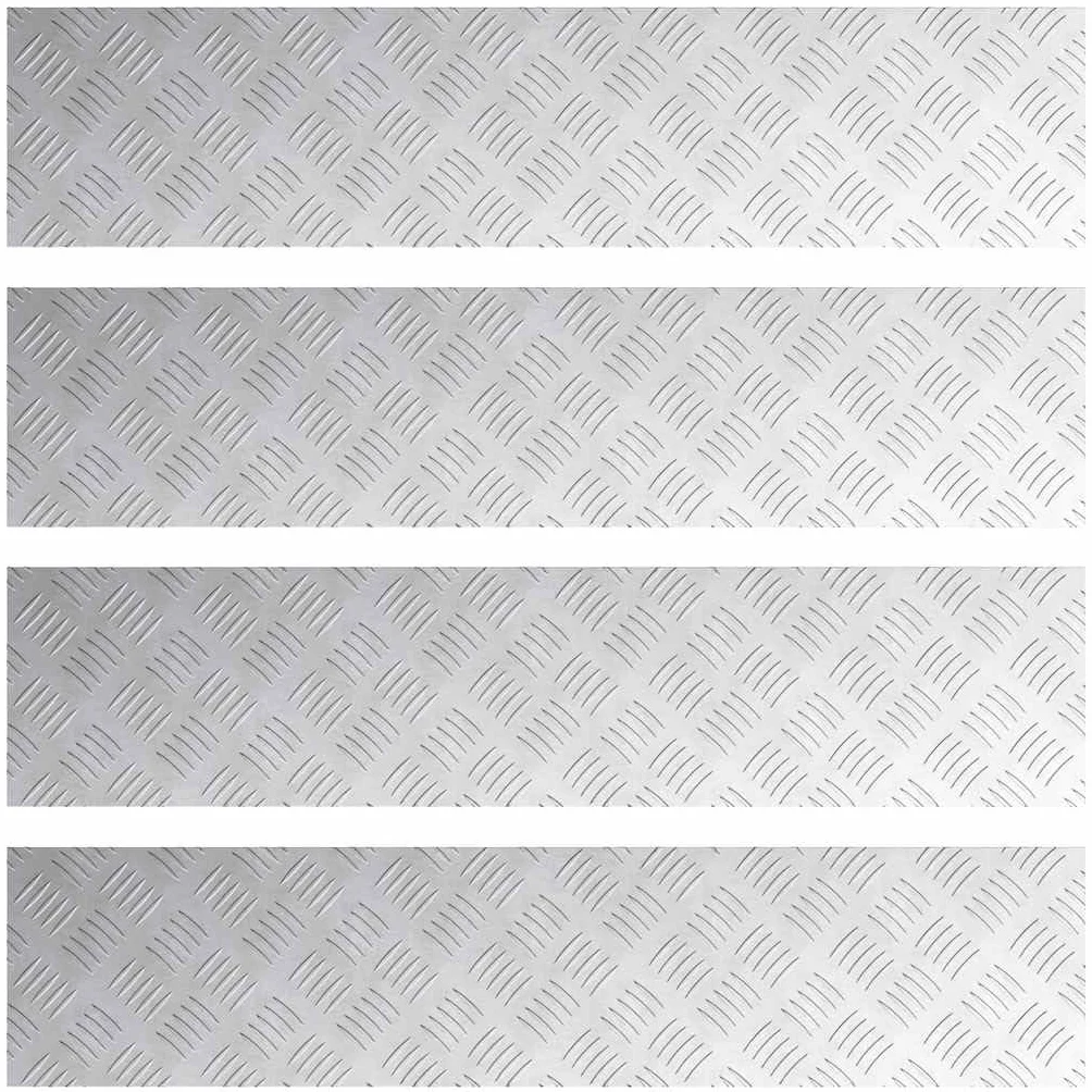 Hothingwell Stopień schodów aluminiowych 90x20 cm 4 sztuki srebrny | Antypoślizgowy wzór w kratkę, do użytku na zewnątrz, łatwa pielęgnacja, nowoczesny design
