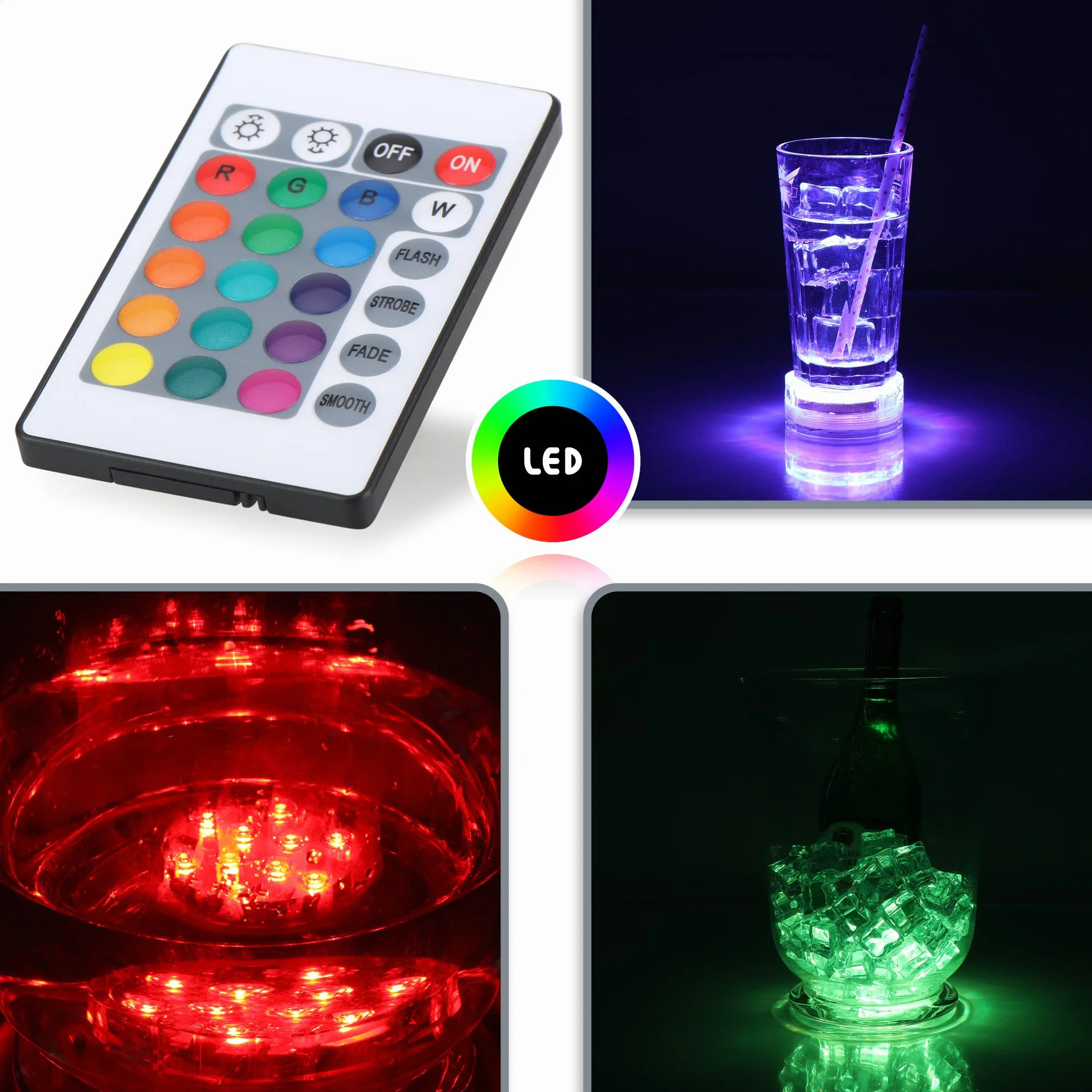 COM-FOUR® 2x LED oswietlenie basenowe z funkcja zmiany koloru - Energooszczedne i zasilane bateryjnie oswietlenie dla oazy relaksu (02 sztuki - lampa basenowa LED)