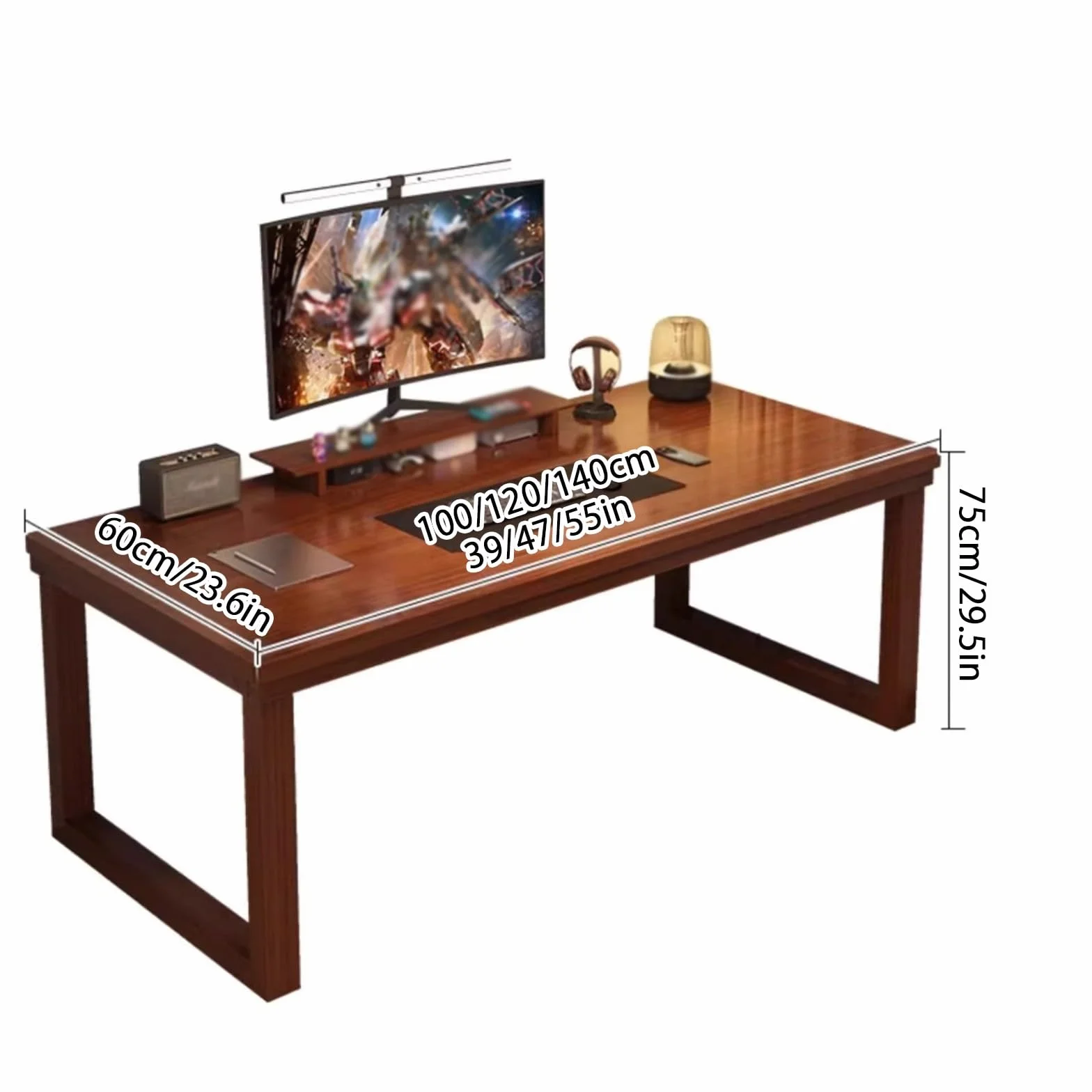 Drewniane Biurko Do Domowego Biura, Biurko Do Gier Komputerowych, 15mm Pogrubiony Blat Jest Wytrzymały I Trwały, Biurko Do Nauki Pisania I Nauki Do Domowego Biura(100x60x75cm/39x23.6x29.5in)