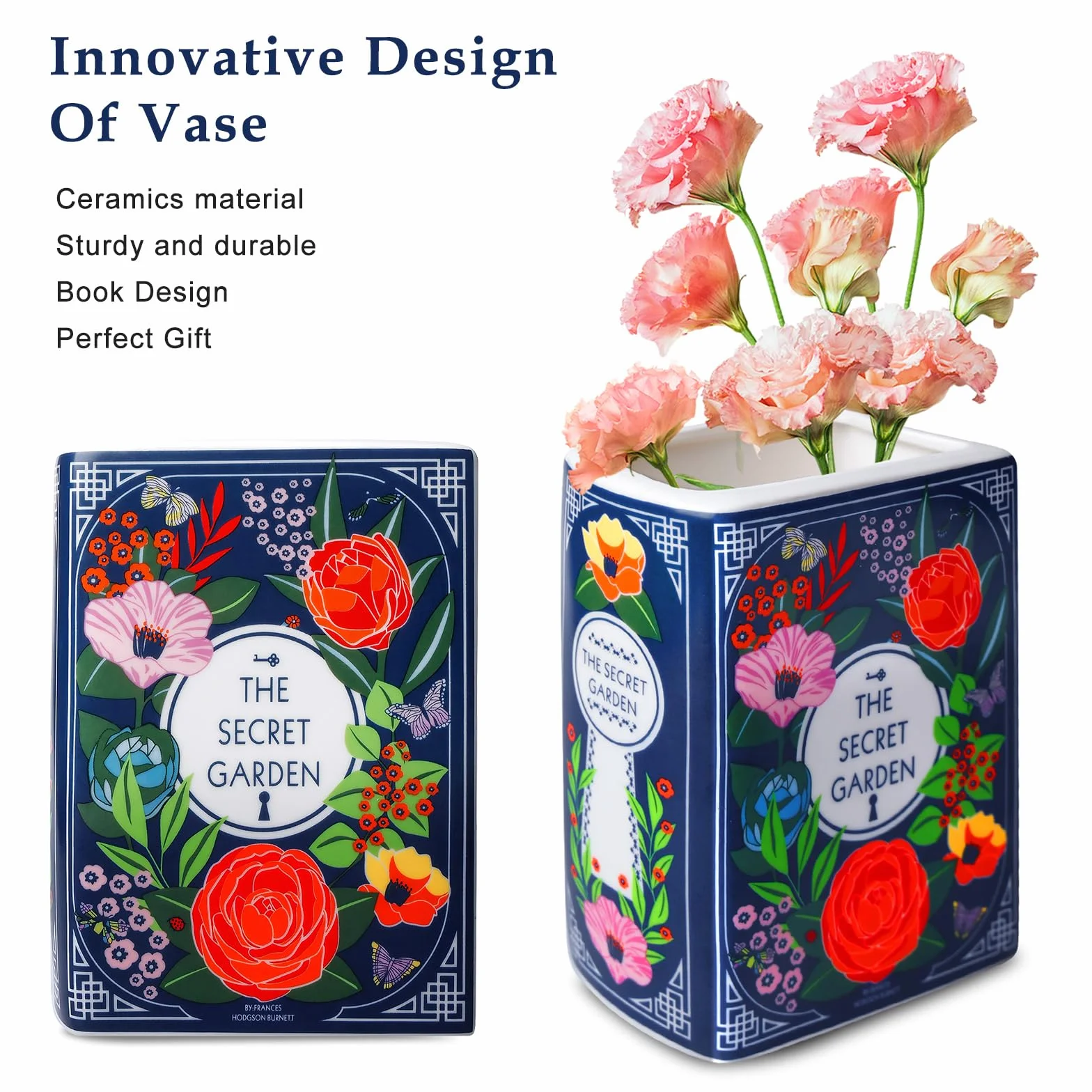 Wazon dekoracyjny w kształcie książki, ceramiczna doniczka na kwiaty, ceramiczne wazony do dekoracji, wazon w kształcie książki dla miłośników książek, nowoczesny dekoracyjny wazon do domu i biura