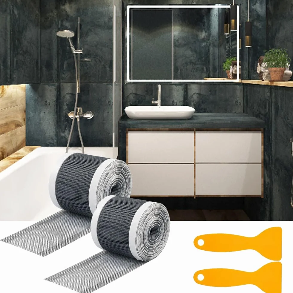 Łapacz do włosów, 70 mm x 10 m, jednorazowe sitko do odpływu, samoprzylepne, z siateczką, z plastikową szpachelką, do wanny, do wanny, 2 sztuki