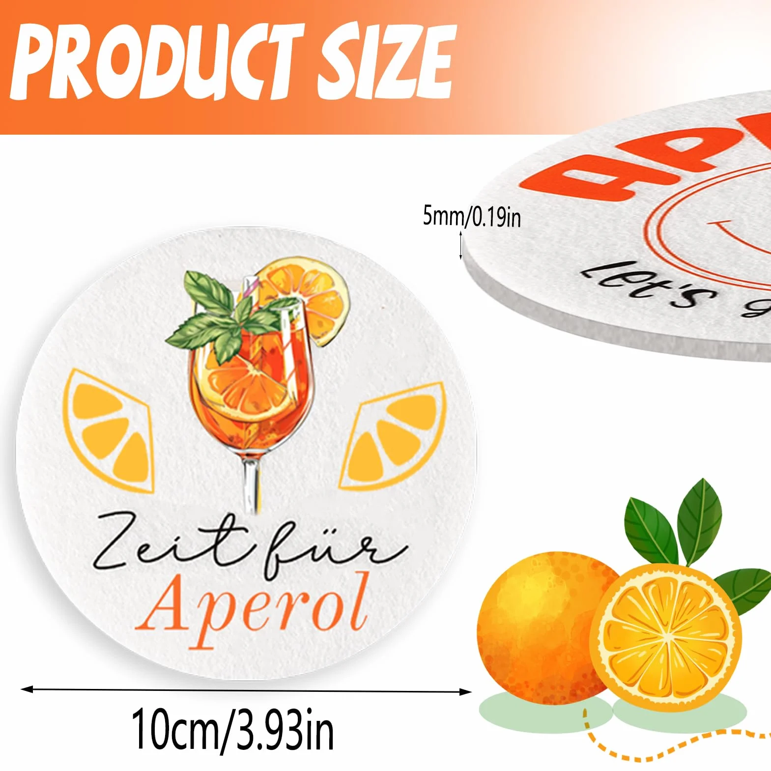 Joycabin 15 sztuk podstawek z filcu i szklanych słomek Aperol, prezent do wielokrotnego użytku, szklane słomki, okrągłe podstawki, dekoracja dla miłośników Aperol, letnia dekoracja stołu (białe)